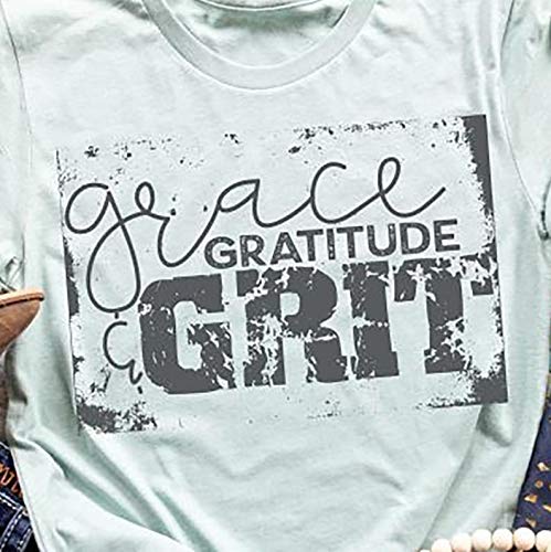 Grace and Grit Christian Women's T-Shirt - Inspirational Boss Lady Tee - Mom Boss & Gratitude Shirt - Country Style Apparel for Women - Perfect for Work, Church & Casual Wear