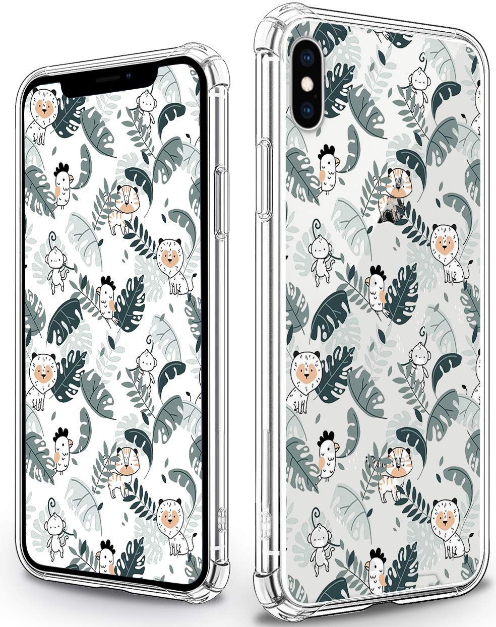 **Yespure Cute Animal & Leaves Design Shockproof Hard PC Back Case with Slim TPU Bumper Cover for iPhone X/XS - Protective Phone Case for Everyday Use & Outdoor Activities**