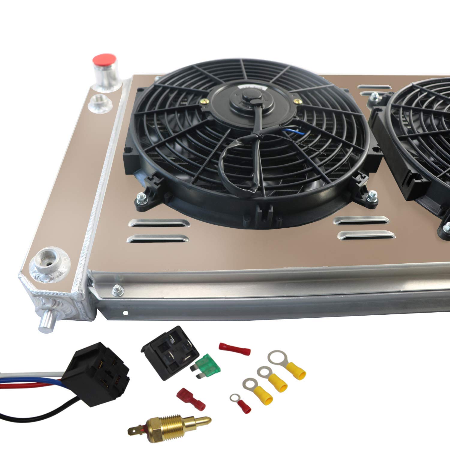 High-Performance 3-Row Radiator with Fan Shroud for 1996-2005 Chevy Blazer S10 & GMC Jimmy Envoy 4.3L V6 - Perfect for Off-Roading, Towing, and Engine Cooling Upgrades