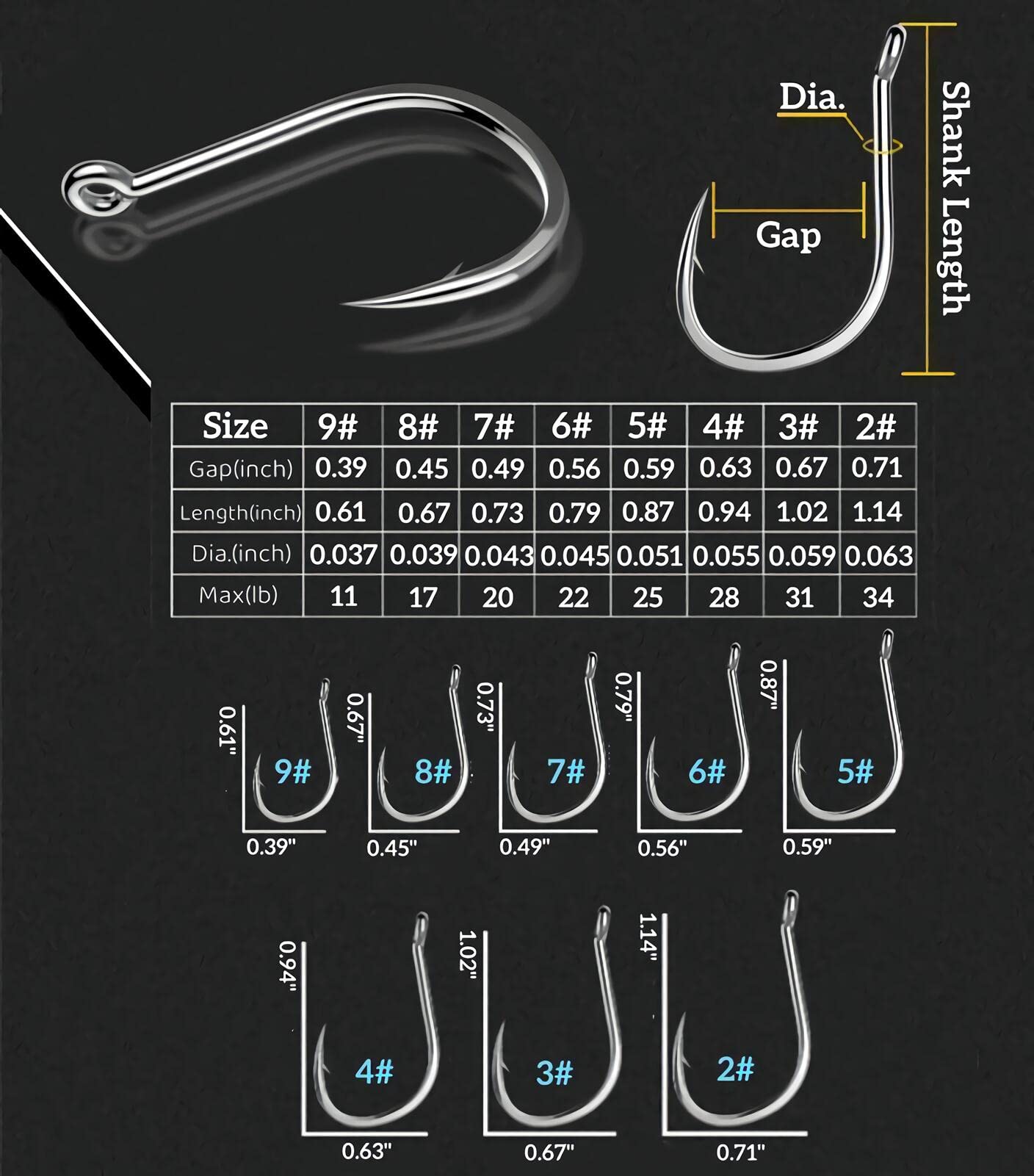Premium Fishing Hooks Set for Freshwater & Saltwater Fishing - Bulk Worm & Catfish Hooks Kit - Durable Fishing Gear Equipment Supplies for Bass, Trout, and Saltwater Species - Perfect for Shore Fishing, Boat Angling, and Ice Fishing Adventures