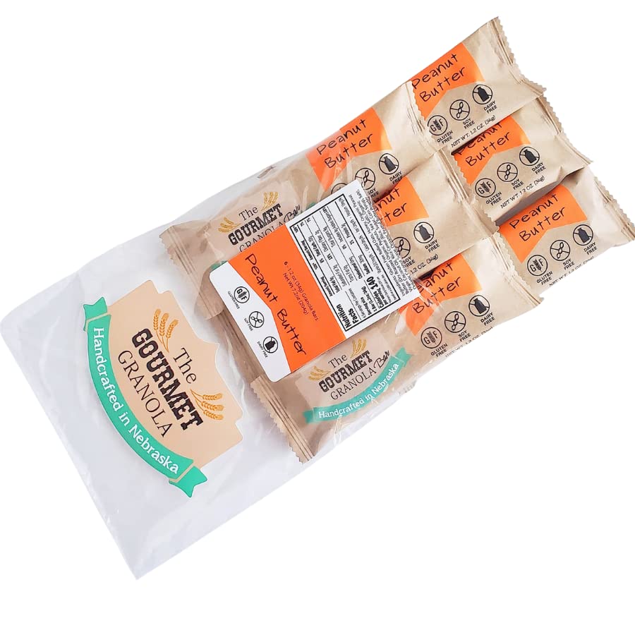 Peanut Butter Granola Bars - Soft & Chewy Healthy Snack | Dairy Free, Soy Free, Non-GMO | 6 Pack (1.2oz Each) | Made in USA | Perfect for Hiking, Office Snacks & Kids Lunch Boxes
