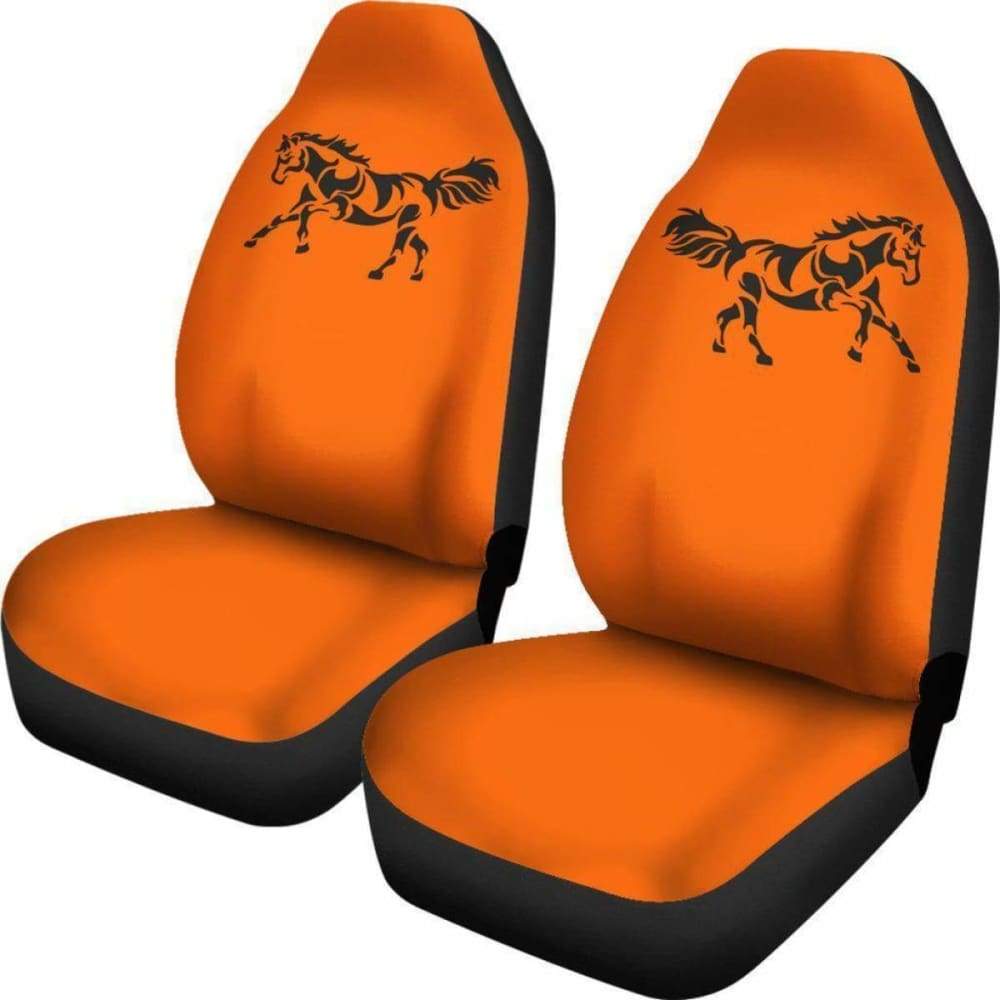 Black Horse Orange Silhouette Seat Covers for Cars & Trucks - Universal Fit Auto Accessories for Style & Protection | Perfect for Road Trips & Daily Commutes