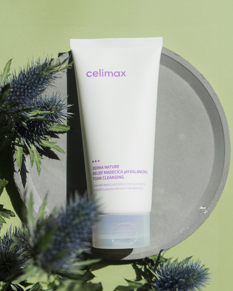 Celimax Derma Nature Relief Madecica pH Balancing Cleansing Foam - Gentle Face Wash for Sensitive Skin, Acne & Redness Relief - Perfect for Daily Skincare Routine & Post-Treatment Care