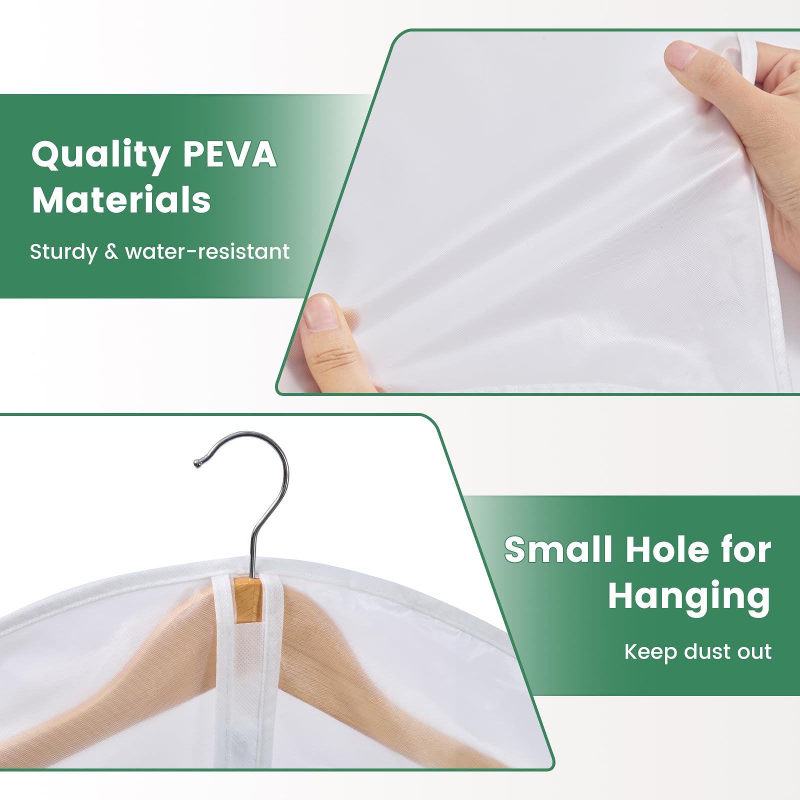 15-Pack Translucent Garment Bags for Hanging Clothes - 24