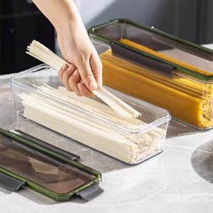 VANDHOME 2-Pack 2.25L Airtight Plastic Pasta Storage Containers with Lids - BPA Free Food Organizer for Spaghetti, Cereal & Pantry Organization | Perfect for Kitchen Storage, Meal Prep & Bulk Food Dispensing