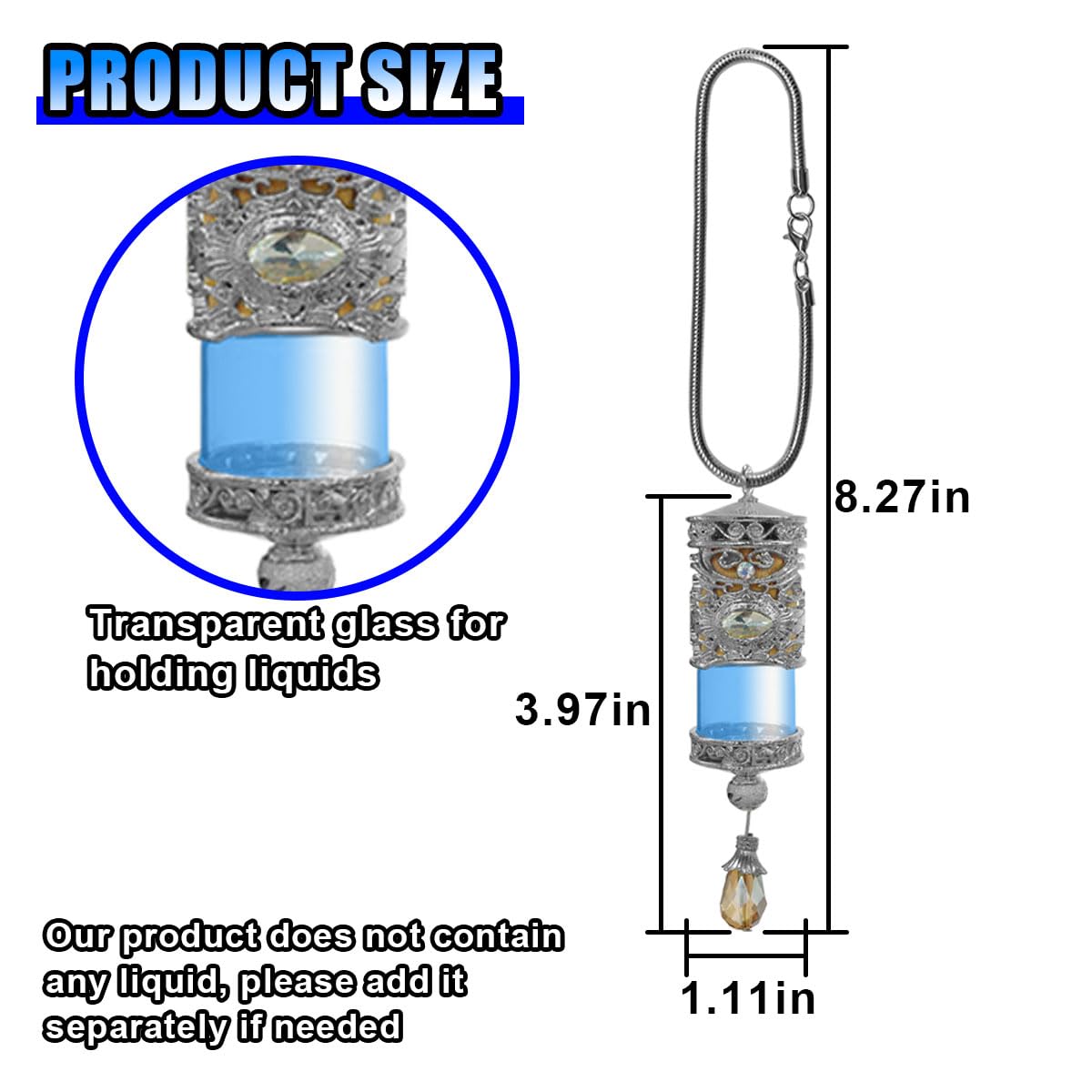 Premium Refillable Car Air Freshener Diffuser - Essential Oil Perfume Pendant for Aromatherapy | Universal Hanging Car Decor Accessory | Perfect for Home, Office & Car Interior (Silver)