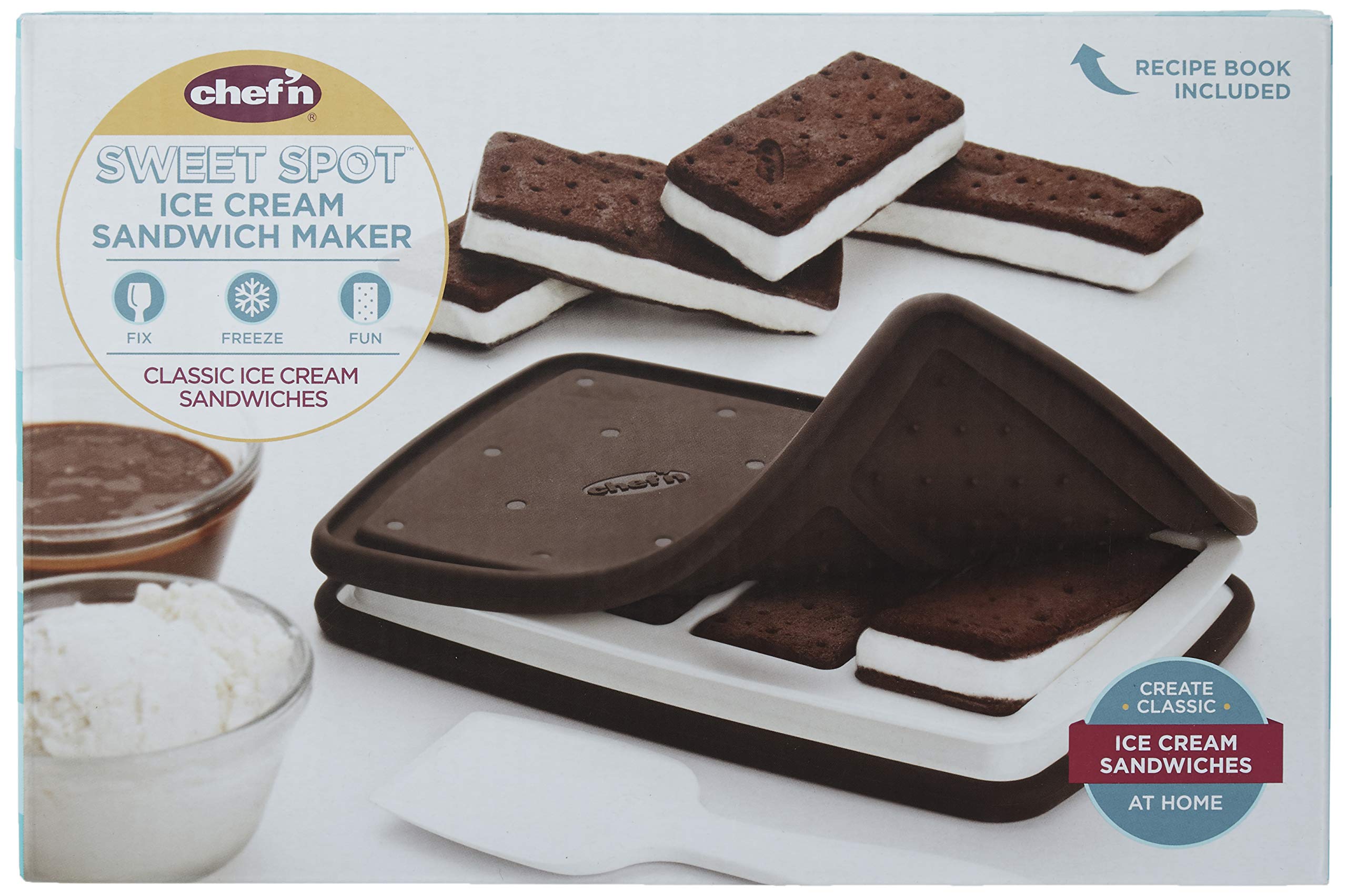Chef'n 107-821-251 Sweet Spot Ice Cream Sandwich Maker - Perfect Homemade Ice Cream Treats for Parties, BBQs & Family Desserts - Black, One Size