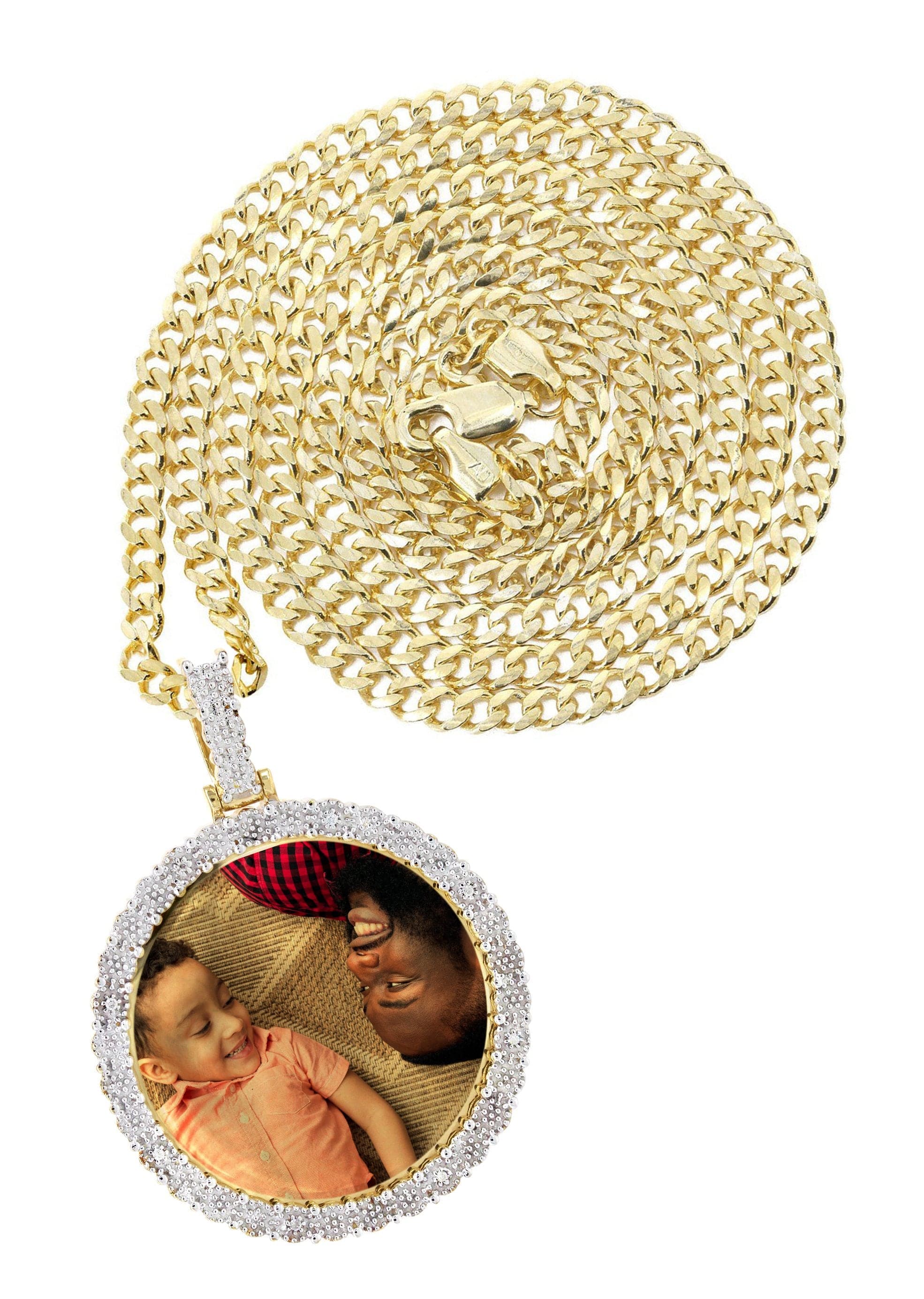 10K Yellow Gold Round Diamond Pendant Necklace for Women - 16 Grams | Elegant Picture Locket for Anniversary, Birthday & Special Occasions