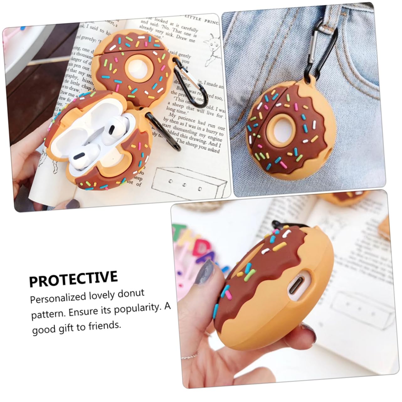 HEMOTON Doughnut-Shaped Earbuds Protective Case - Full Body Cover with Charging Port | Perfect for AirPods, Wireless Earbuds Storage & Travel Protection