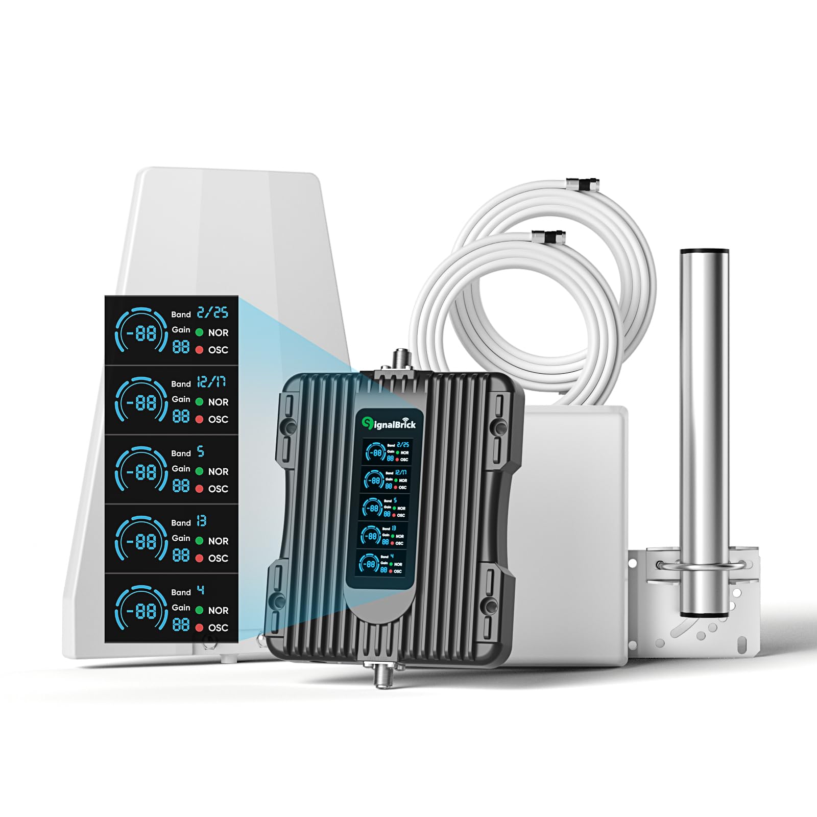 5G & 4G LTE Cell Phone Signal Booster for Home - FCC Approved, Covers Up to 5,000 Sq.Ft, Works with Verizon, AT&T, T-Mobile & All US Carriers, LCD Display - Perfect for Rural Areas, Basements & Weak Signal Zones
