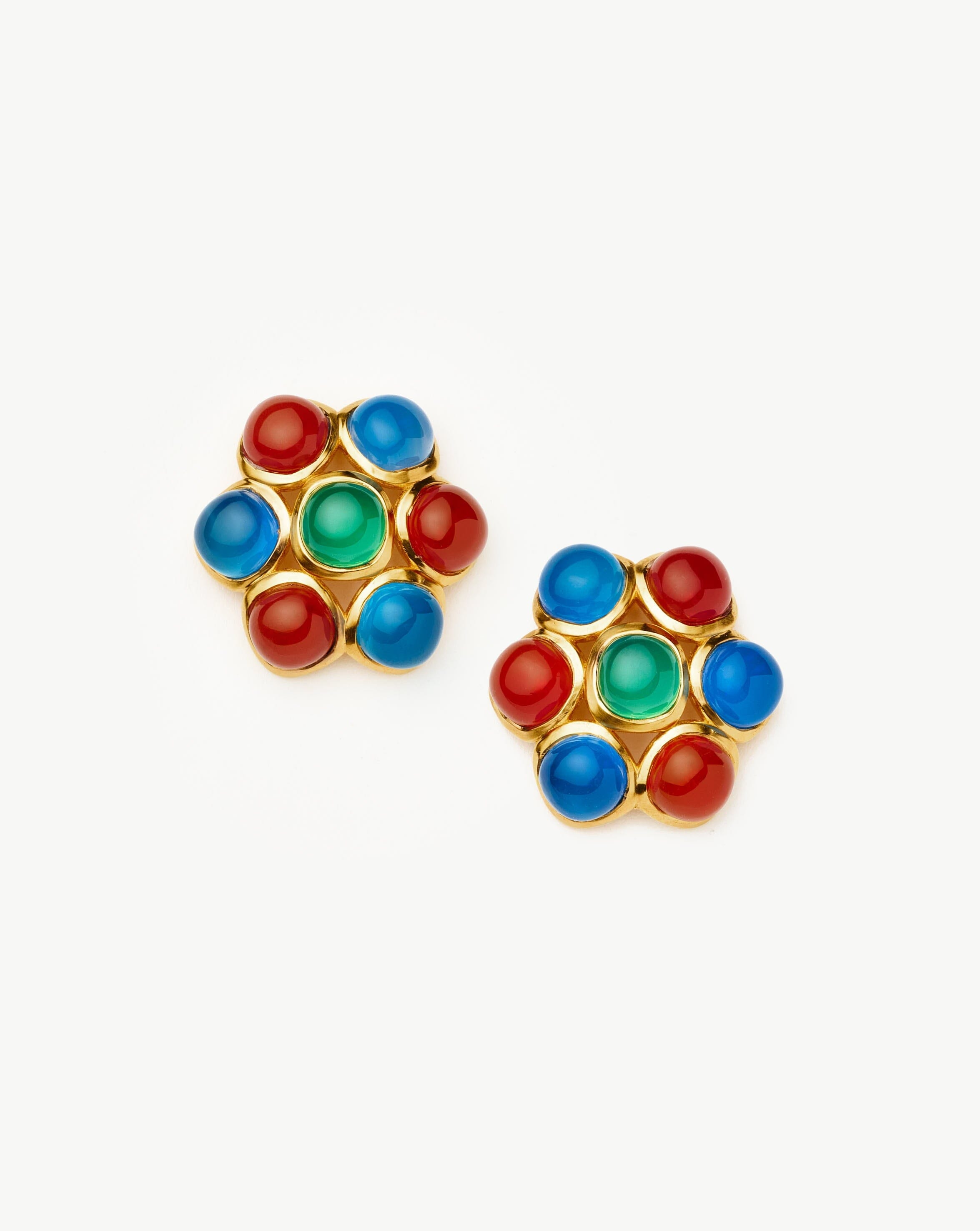 Rouje Josie Gemstone Oversized Stud Earrings - 18k Gold Plated Fashion Jewelry for Women | Perfect for Parties, Weddings & Everyday Elegance