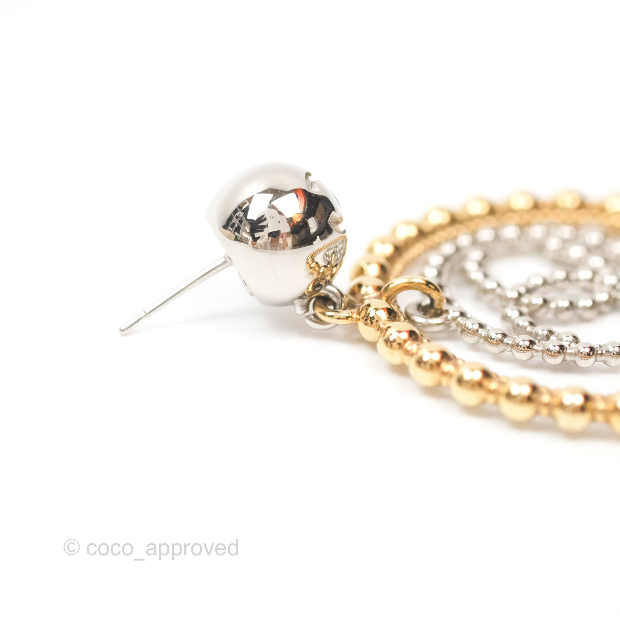 Chanel CC Hoop Drop Earrings in Silver & Gold Tone - 22C Collection | Luxury Fashion Jewelry for Women, Perfect for Parties, Weddings & Special Occasions