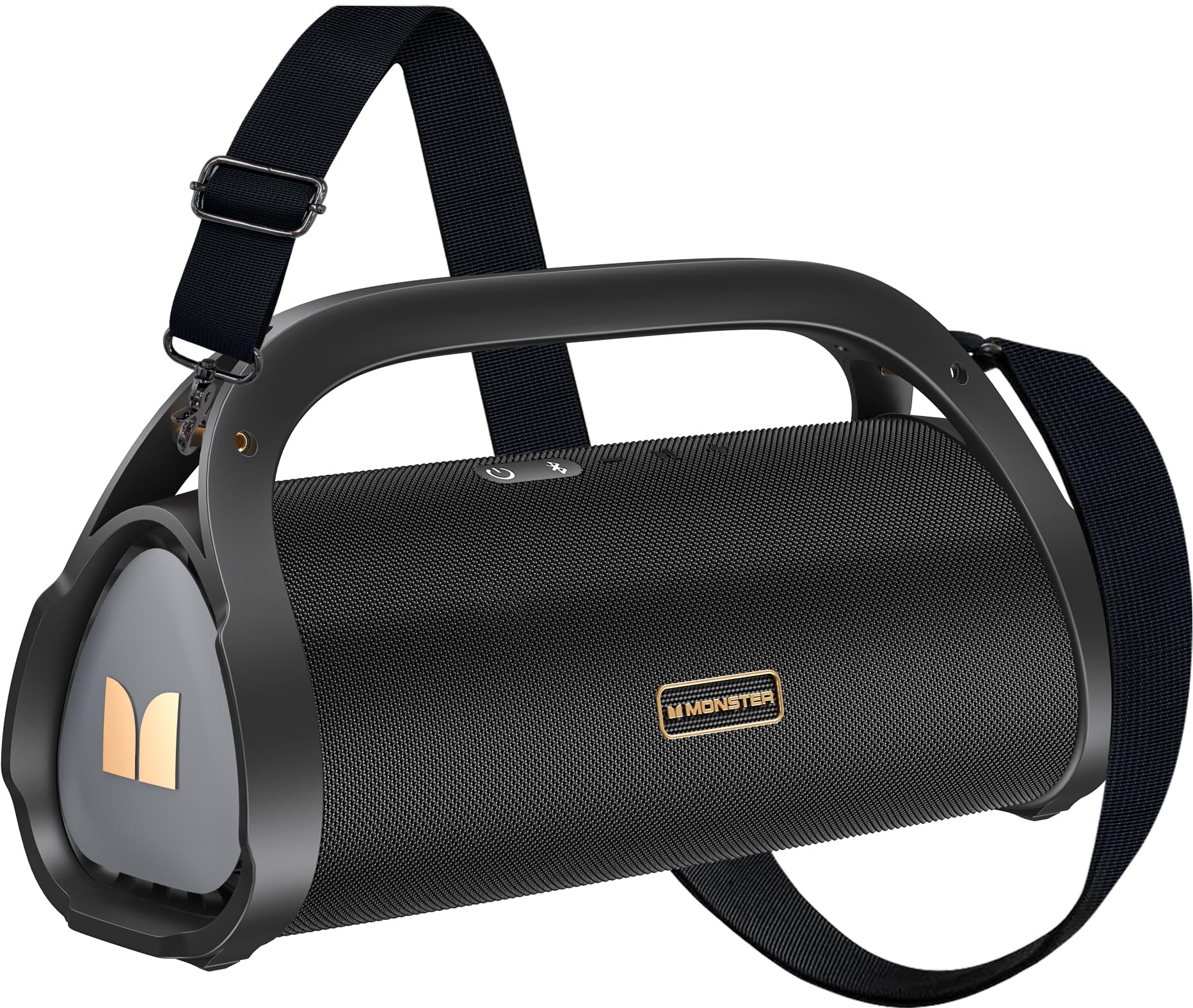 Monster Adventurer Max Portable Bluetooth Speaker - IPX7 Waterproof Wireless Speaker with Dual Subwoofers & 100W Stereo Sound | 24H Playtime for Outdoor, Pool, Beach, Camping & Parties (Gold)