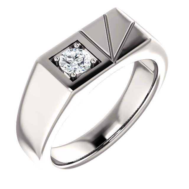 14KT Gold 1/3 CT Diamond Solitaire Ring for Men - Classic Prong Set Engagement Wedding Band - Perfect for Proposals, Anniversaries & Special Occasions