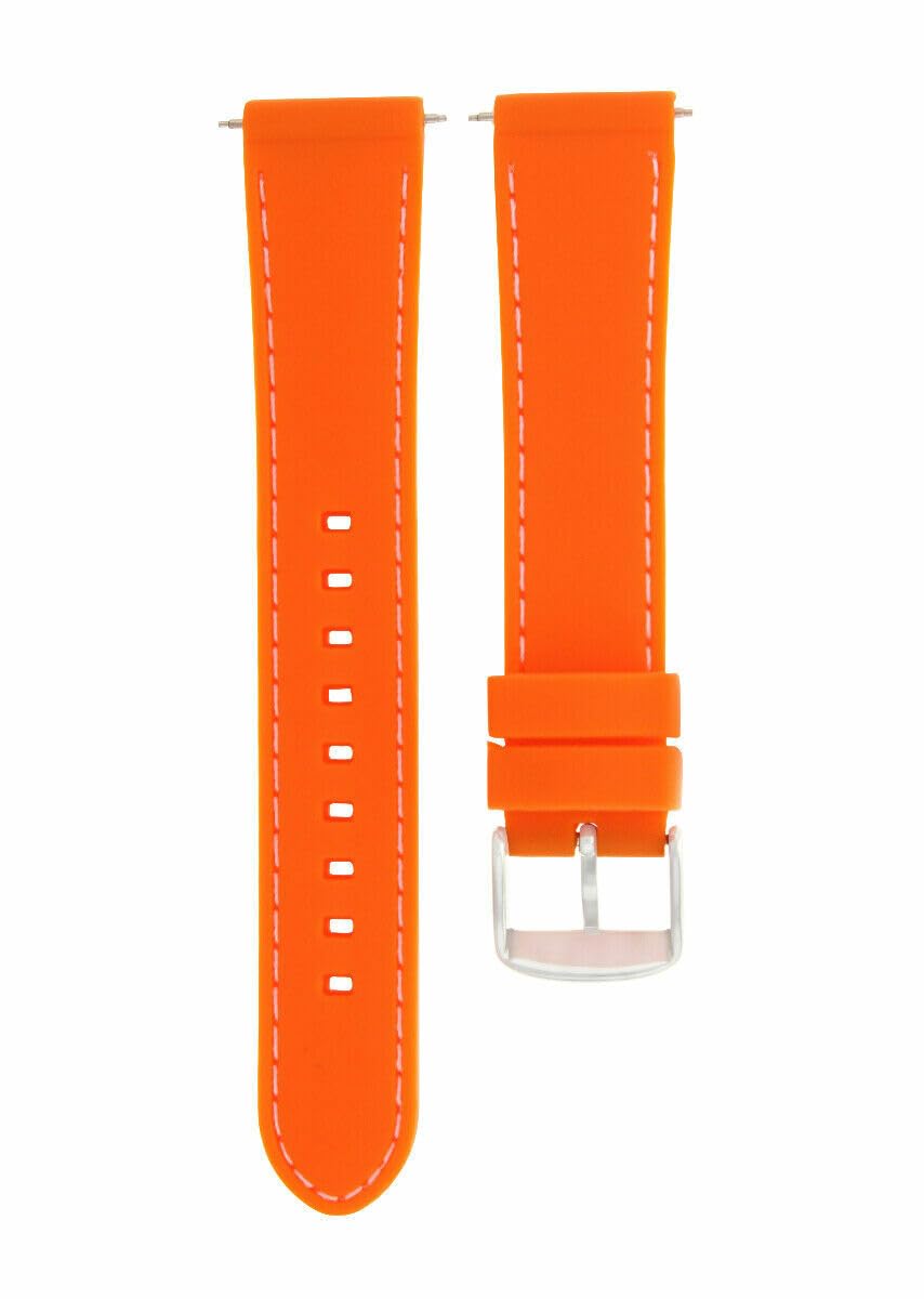 22mm Silicone Diver Watch Band for Men - Orange/White Strap for Fossil Watches | Swimming & Diving