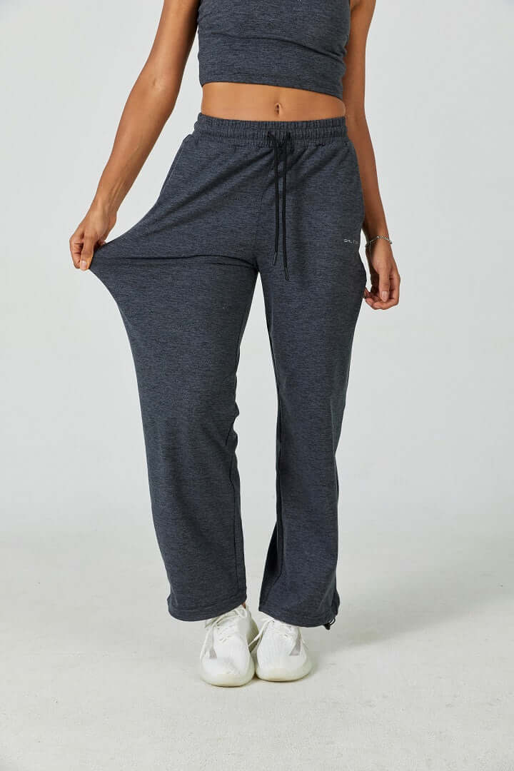 CloudFleece™ Wide Leg Sweatpants for Women - Soft Lounge Pants, Dark Heather Grey - Perfect for Yoga, Home Relaxing & Casual Outfits