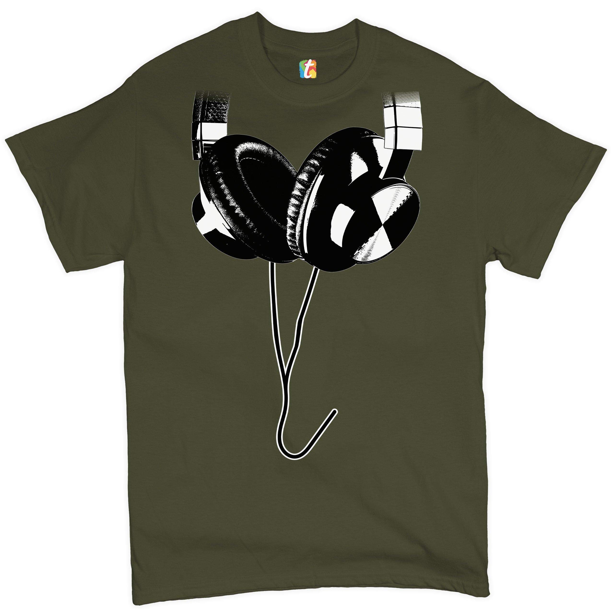 DJ Music T-Shirt with Huge Hanging Headphones Design - Trendy Graphic Tee for Music Lovers, DJs & Festival Goers - Perfect for Concerts, Raves & Casual Wear