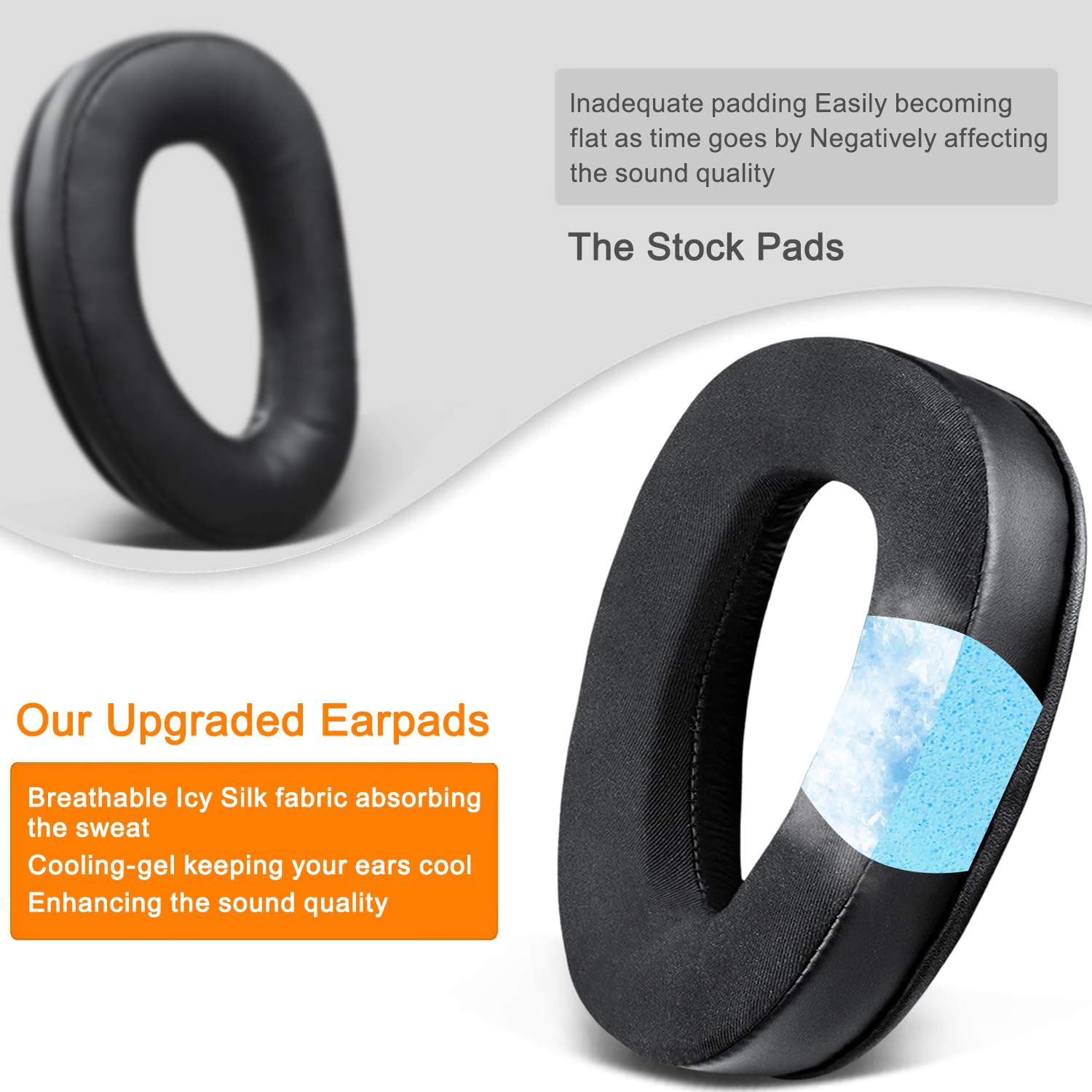 SOULWIT Replacement Ear Pads for Sennheiser GSP 370/350/303/302/301/300 Headphones - Noise Isolating Memory Foam Cushions (Black) - Perfect for Gaming, Music & Office Use