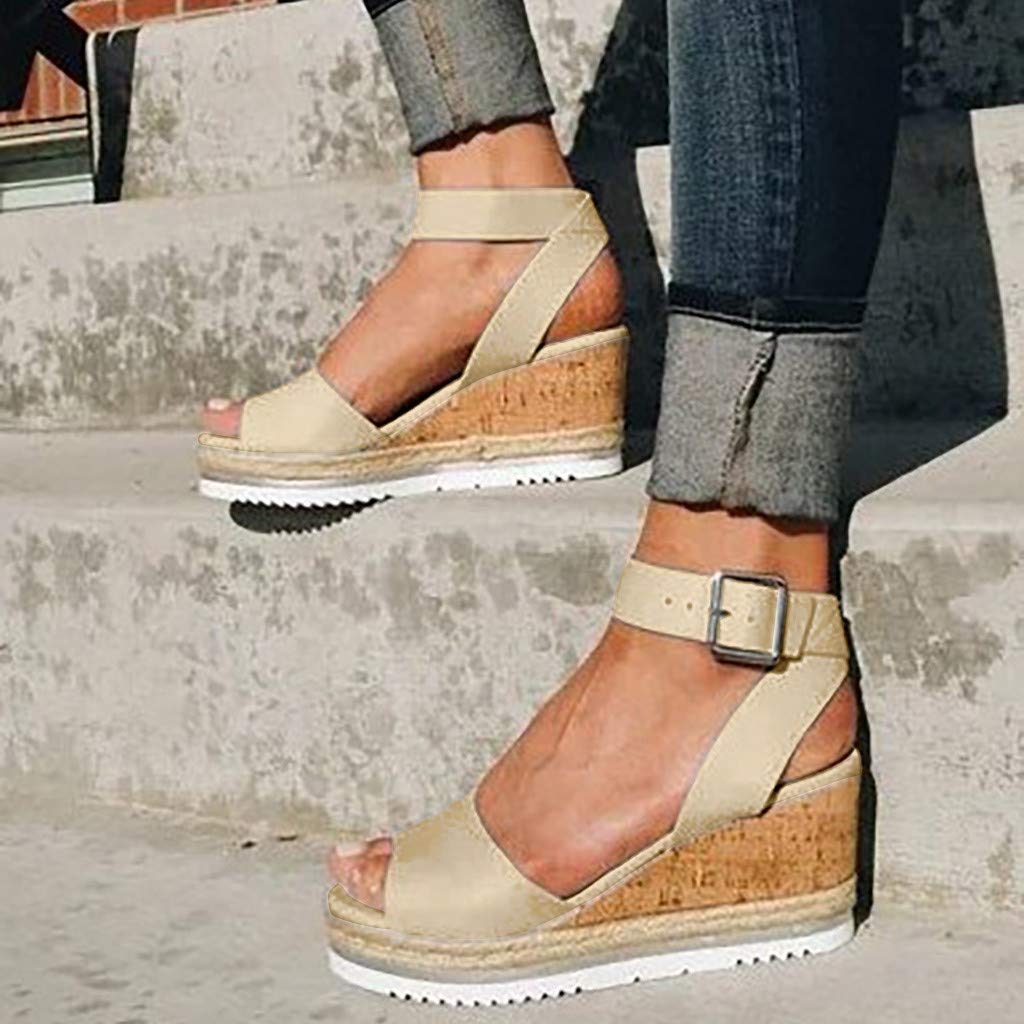 **Gibobby Women's Wide Width Platform Sandals - Casual Summer Flatform with Ankle Buckle Strap & Open Toe - Perfect for Beach, Vacation & Everyday Wear**