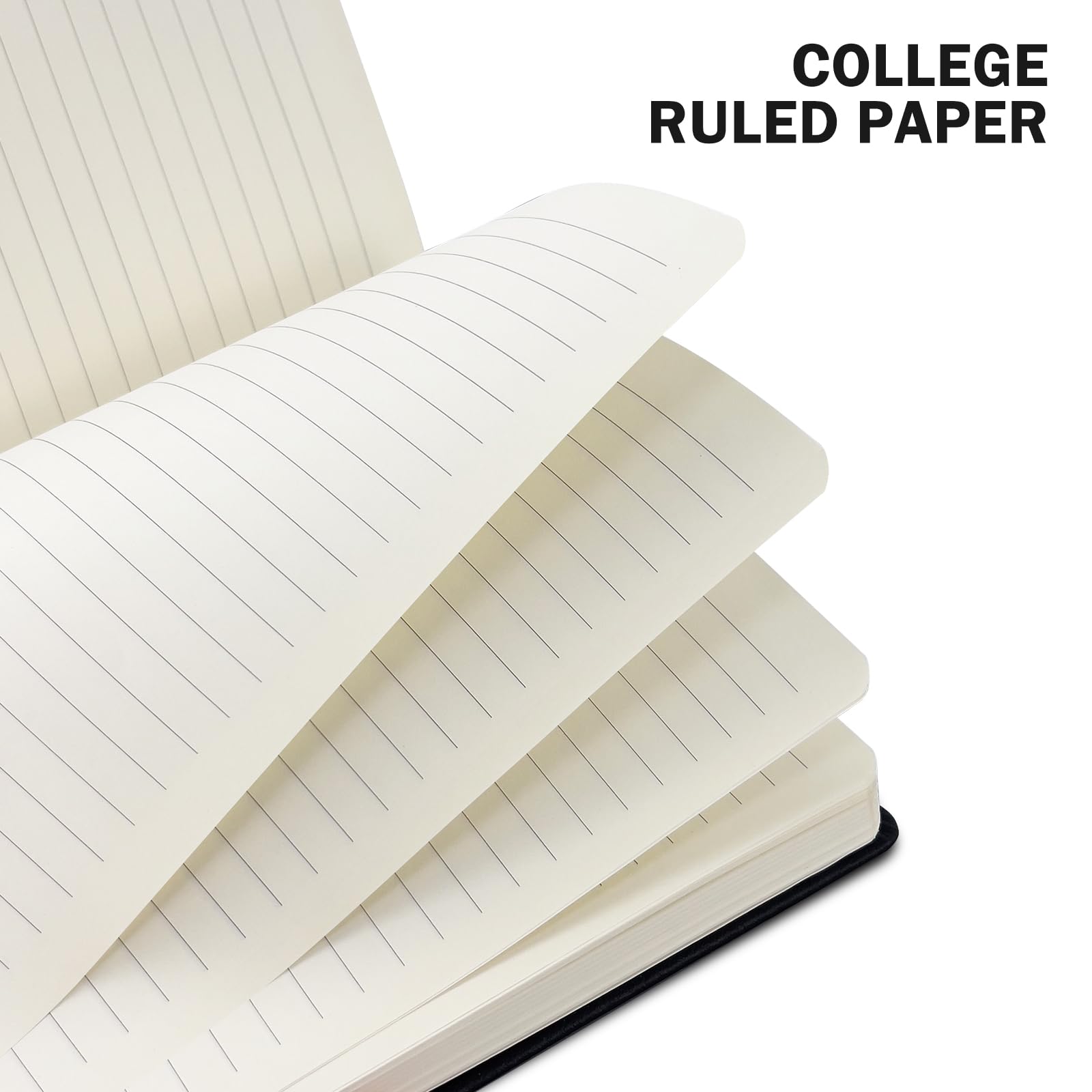 Premium Lined Black Journal Notebook - 192 Pages A5 Hardcover with Thick Paper, Pen Loop & Pocket - College Ruled for Writing, Note Taking - Perfect for Travel, Business, Work, School & Daily Use - 5.6
