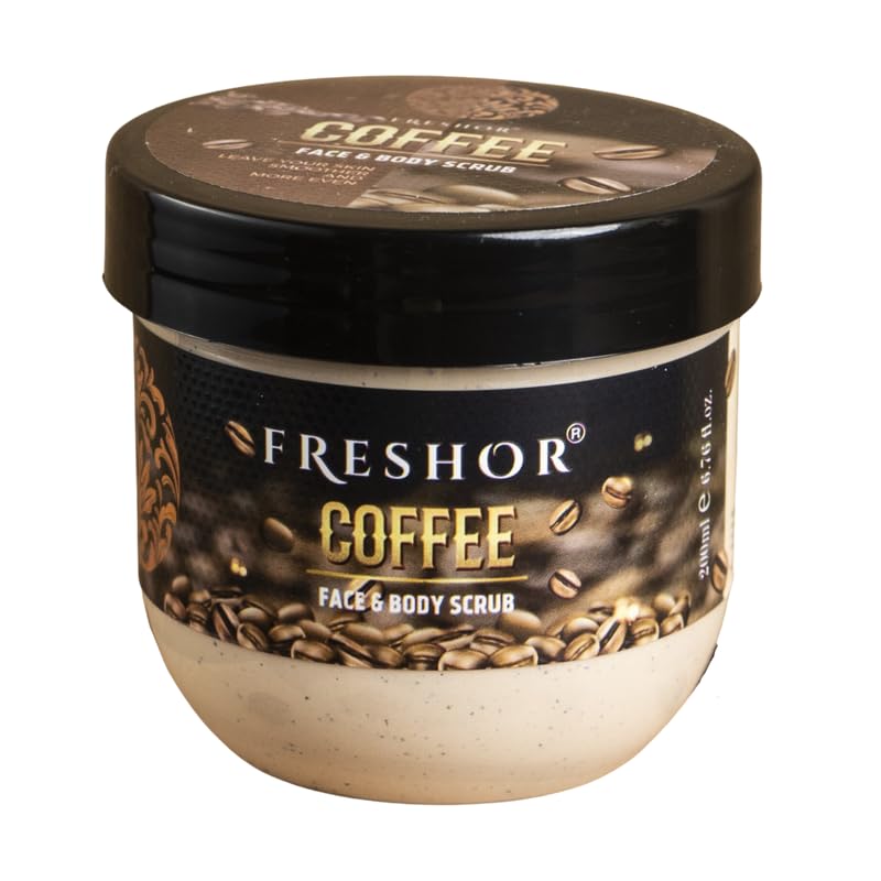 Freshor Coffee Face & Body Scrub for Men & Women - Exfoliating & Moisturizing, 200ml | Perfect for Dry Skin & Post-Workout Refreshment
