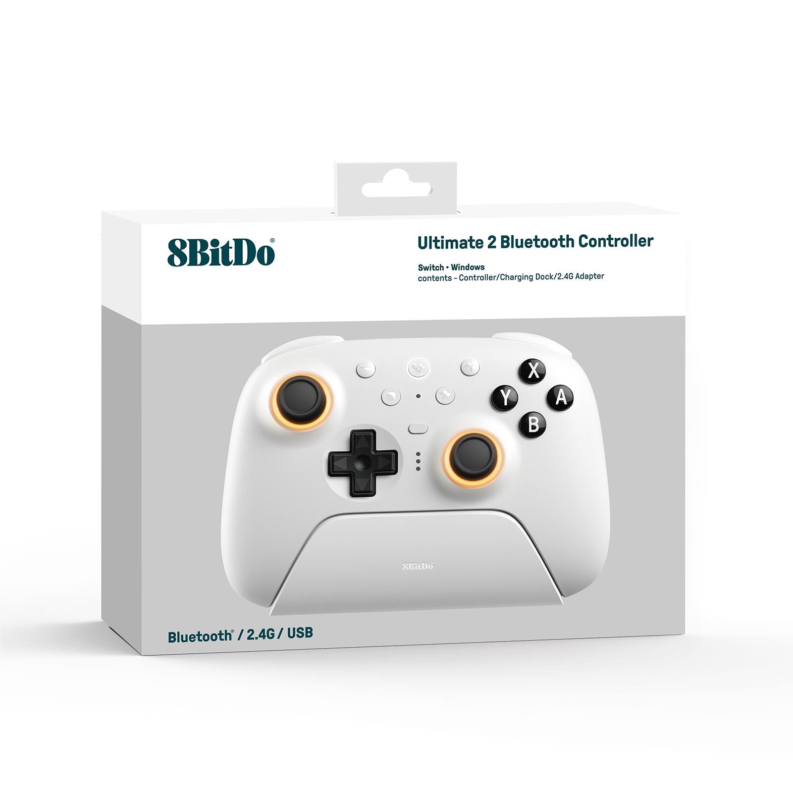 8BitDo Ultimate Bluetooth Controller for Nintendo Switch, PC, Android - Wireless Gamepad with Hall Effect Joystick, Adjustable Triggers, White - Perfect for Gaming, Streaming & Retro Emulation