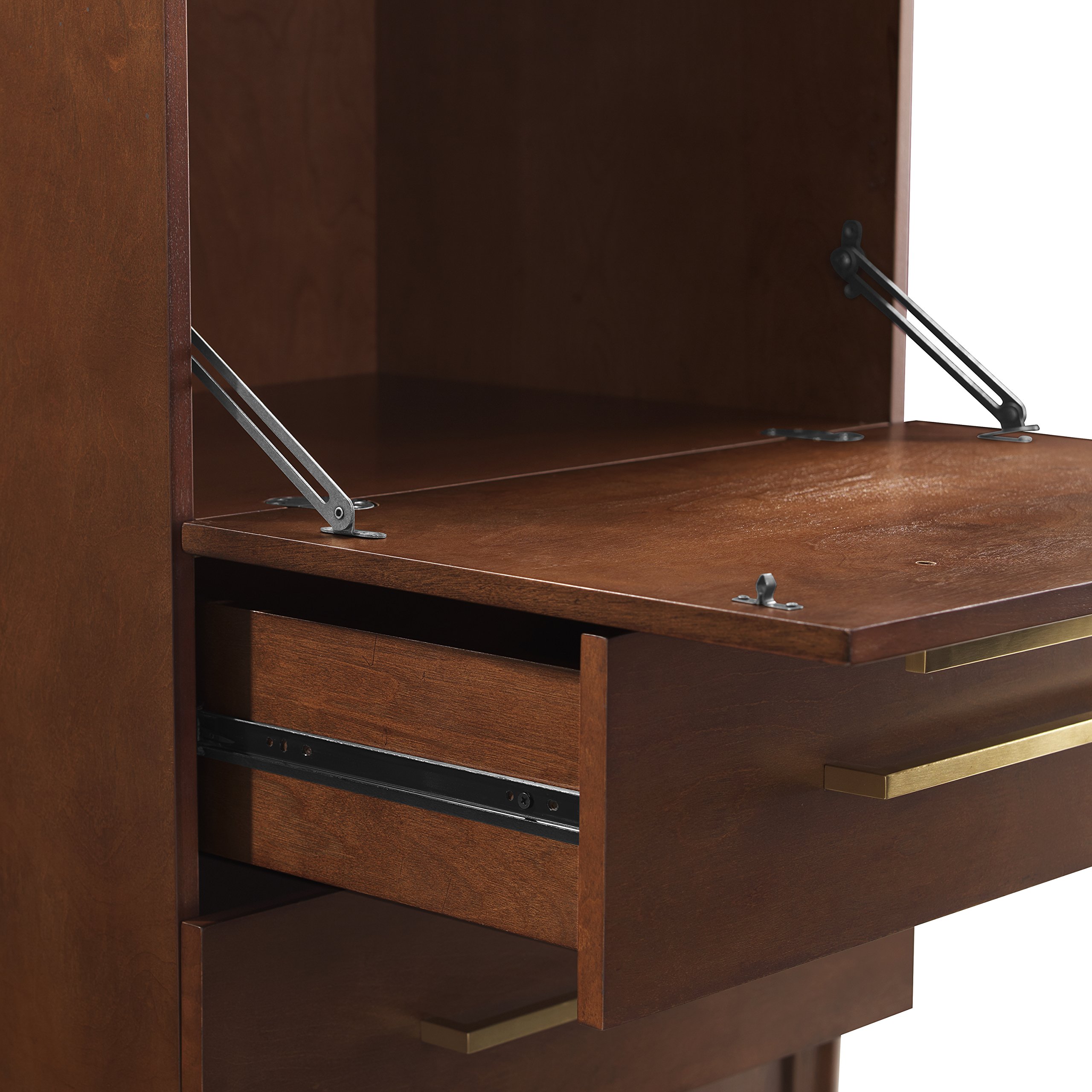 Vintage Mahogany Bar Cabinet with Storage Drawers & Fold-Out Table - Everett by Crosley Furniture | Perfect for Home Bars, Dining Rooms & Entertaining Spaces