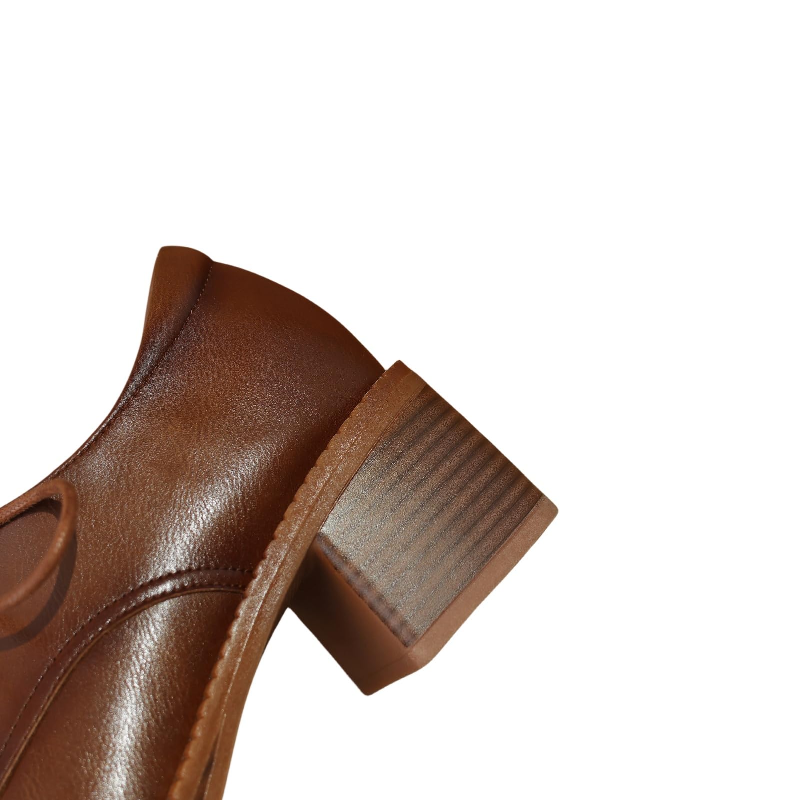 Genuine Leather Women's Pointed Toe Oxford Shoes - Handmade Self-Tie Chunky Heels for Office, Party & Wedding - Stylish Comfortable Dress Shoes for Women