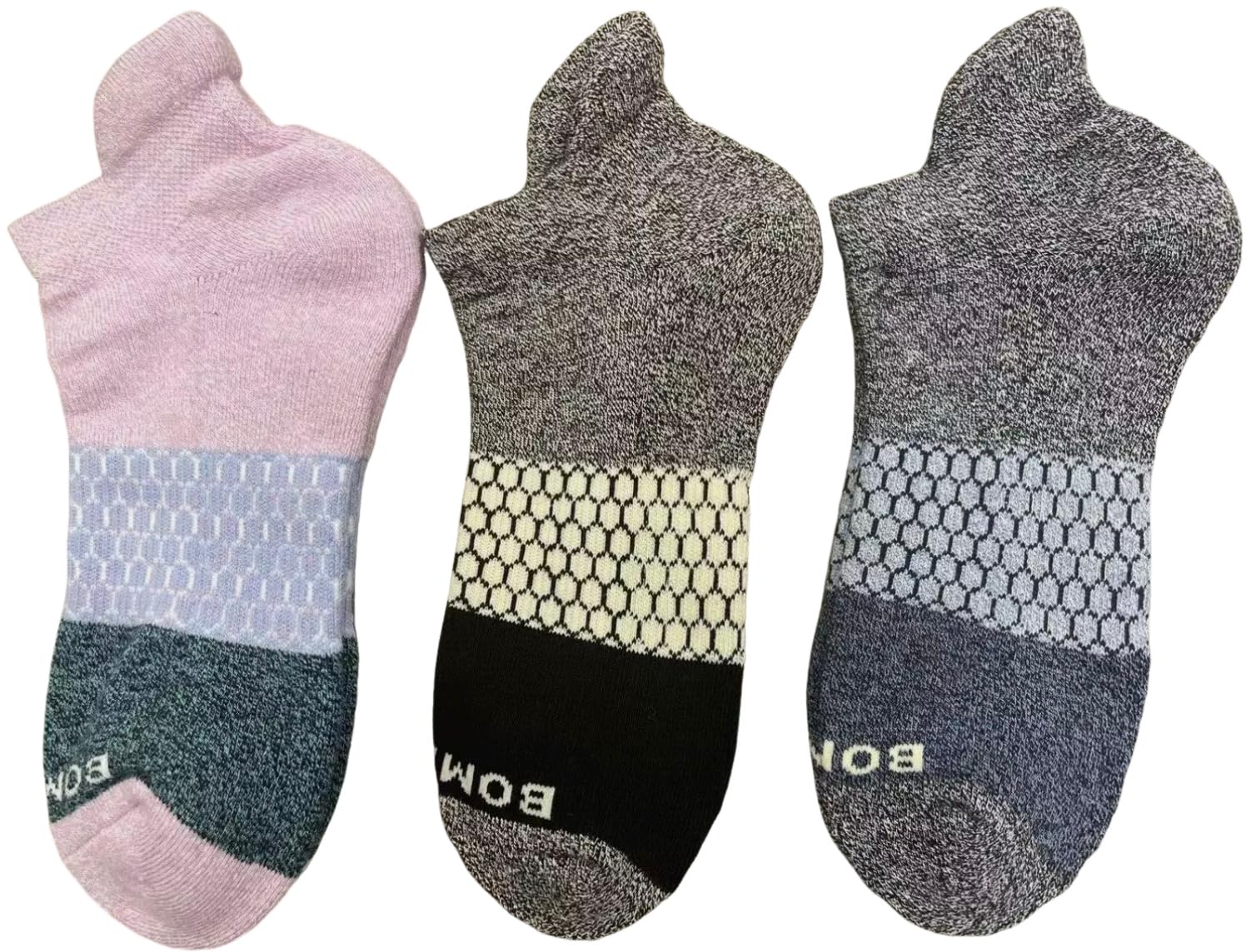 3 Pack Women's Bomba Ankle Socks - Medium Size 8-10.5, Breathable Honeycomb Pattern for Running, Yoga & Everyday Comfort