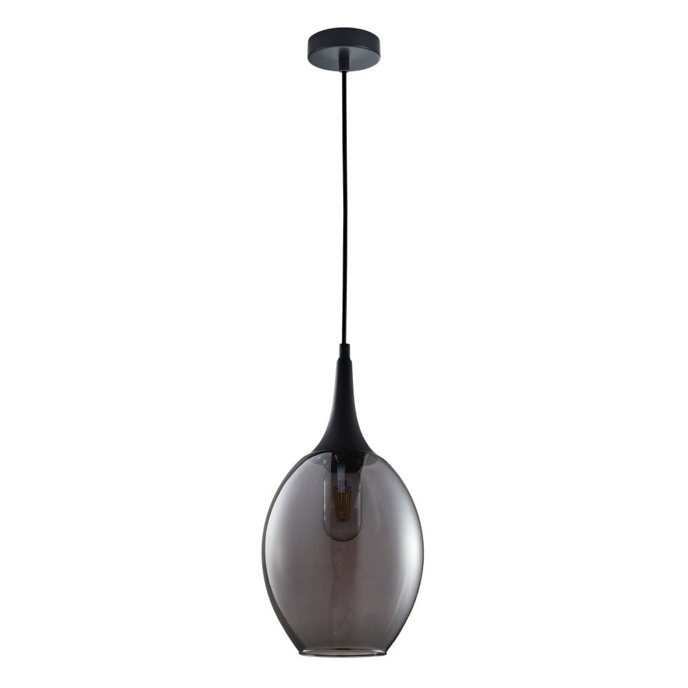 BROTE 72W Black Smoke Wine Glass Pendant Lamp - ES Interior Hanging Light Fixture (OD180mm x H340mm) for Dining Room, Kitchen, Bar & Modern Home Decor