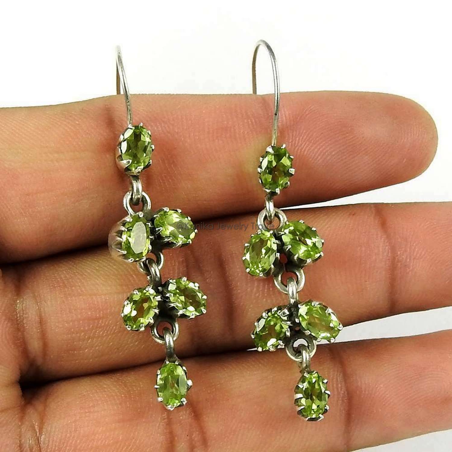 Kanika Jewelry Trove 925 Sterling Silver Peridot Handmade Drop Dangle Earrings for Women & Girls | Elegant Gift for Birthday, Anniversary & Special Occasions