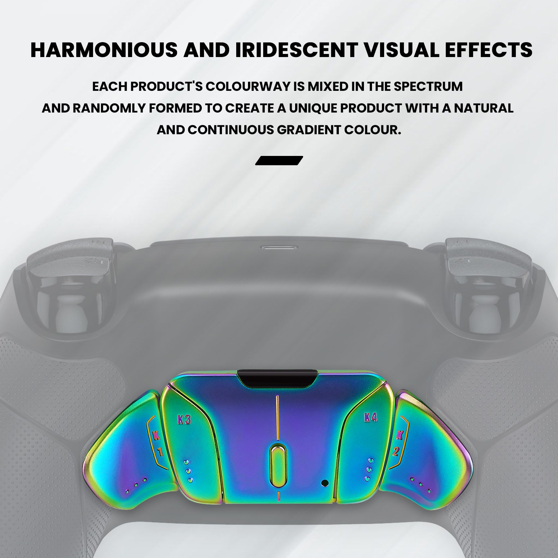 eXtremeRate Rainbow Aura Blue & Purple Metal Buttons for PS5 Controller (BDM-030/040/050) - RMB Version RISE4 Remap Kit with Rubberized New Hope Gray & Classic Gray - Perfect for Gaming, Customization & Competitive Play