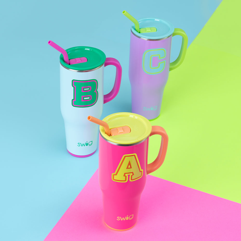 40oz Ultra Violet Initial J Mega Mug - Personalized Large Insulated Tumbler for Coffee, Tea & Cold Drinks - Perfect for Home, Office & Travel