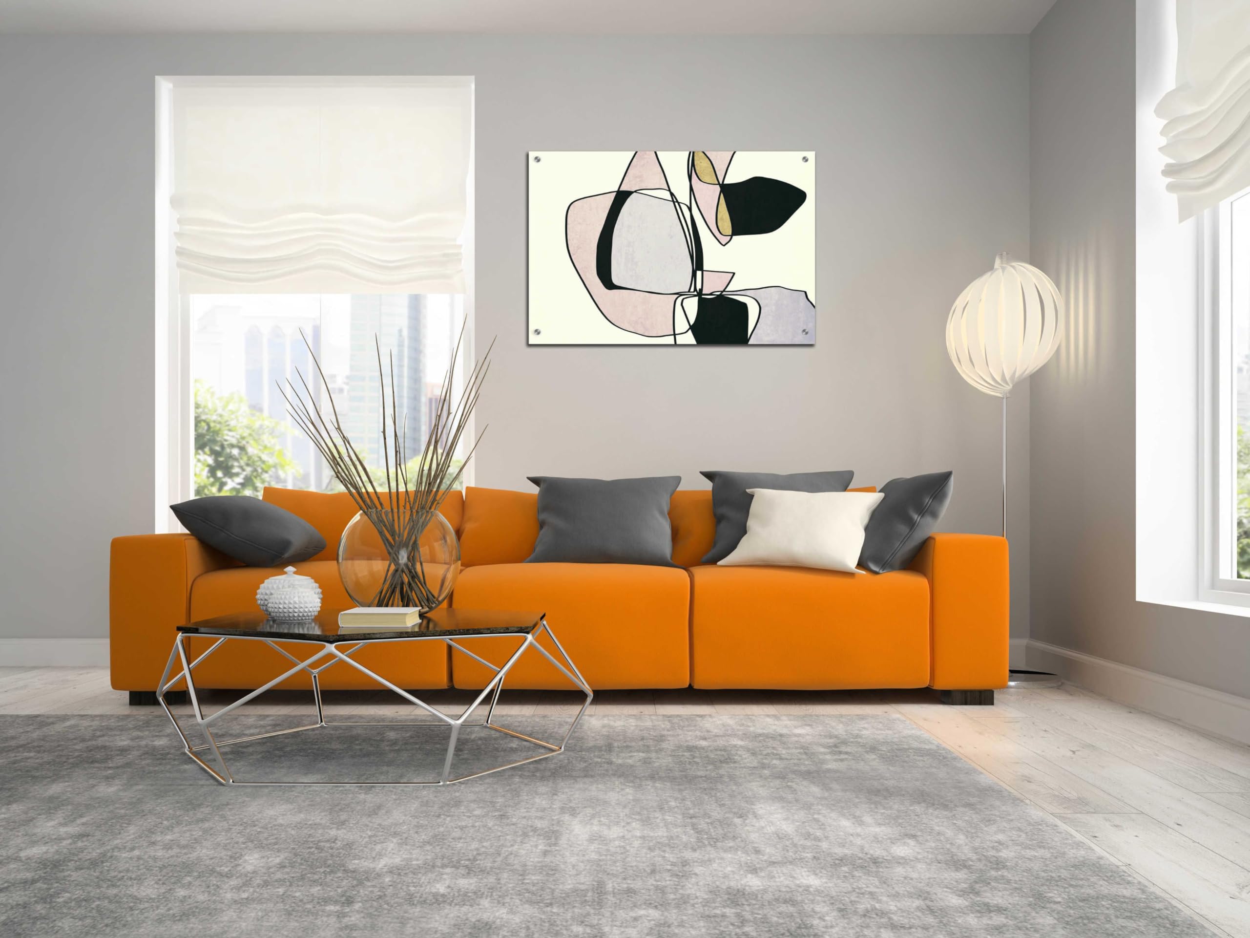 Abstract Line Art 15 by Irena Orlov - Modern Acrylic Glass Wall Art Painting 36x24 Inches - Perfect for Living Room, Bedroom & Office Decor