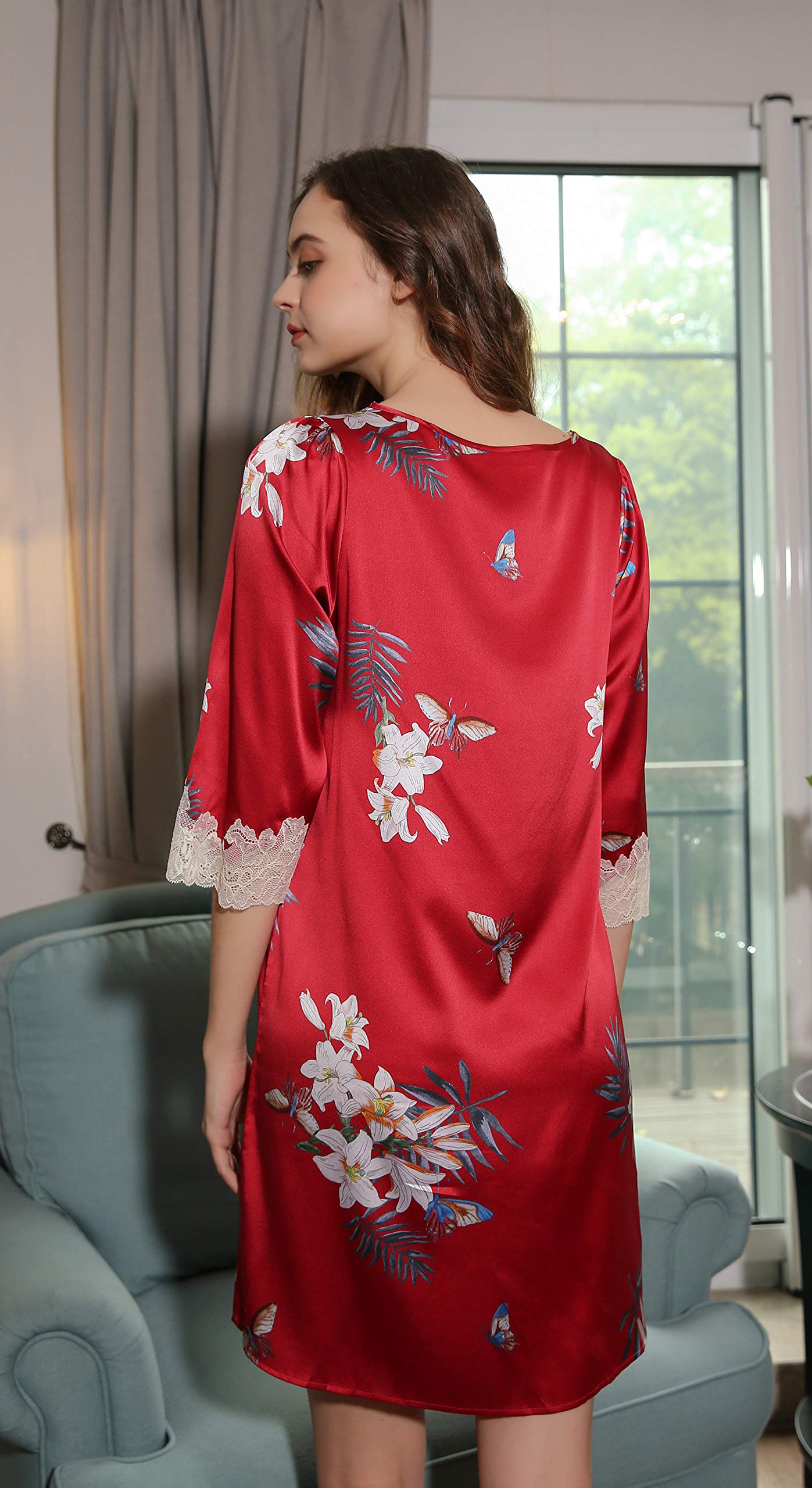 Silk Nightgown for Women - Soft Printed Pajama Dress with Elegant Patterns | Perfect for Sleepwear, Loungewear & Bridal Night Dress