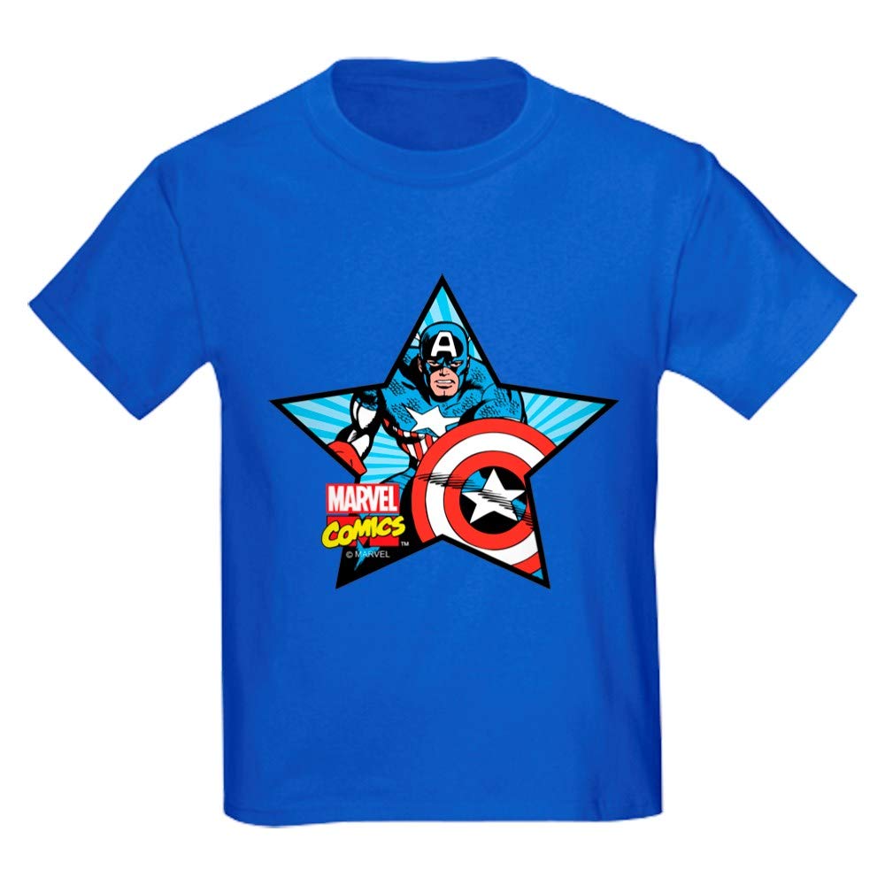 Captain America Star Kids Dark T-Shirt for Youth & Children | Superhero Graphic Tee for Boys & Girls | Perfect for School, Parties & Cosplay