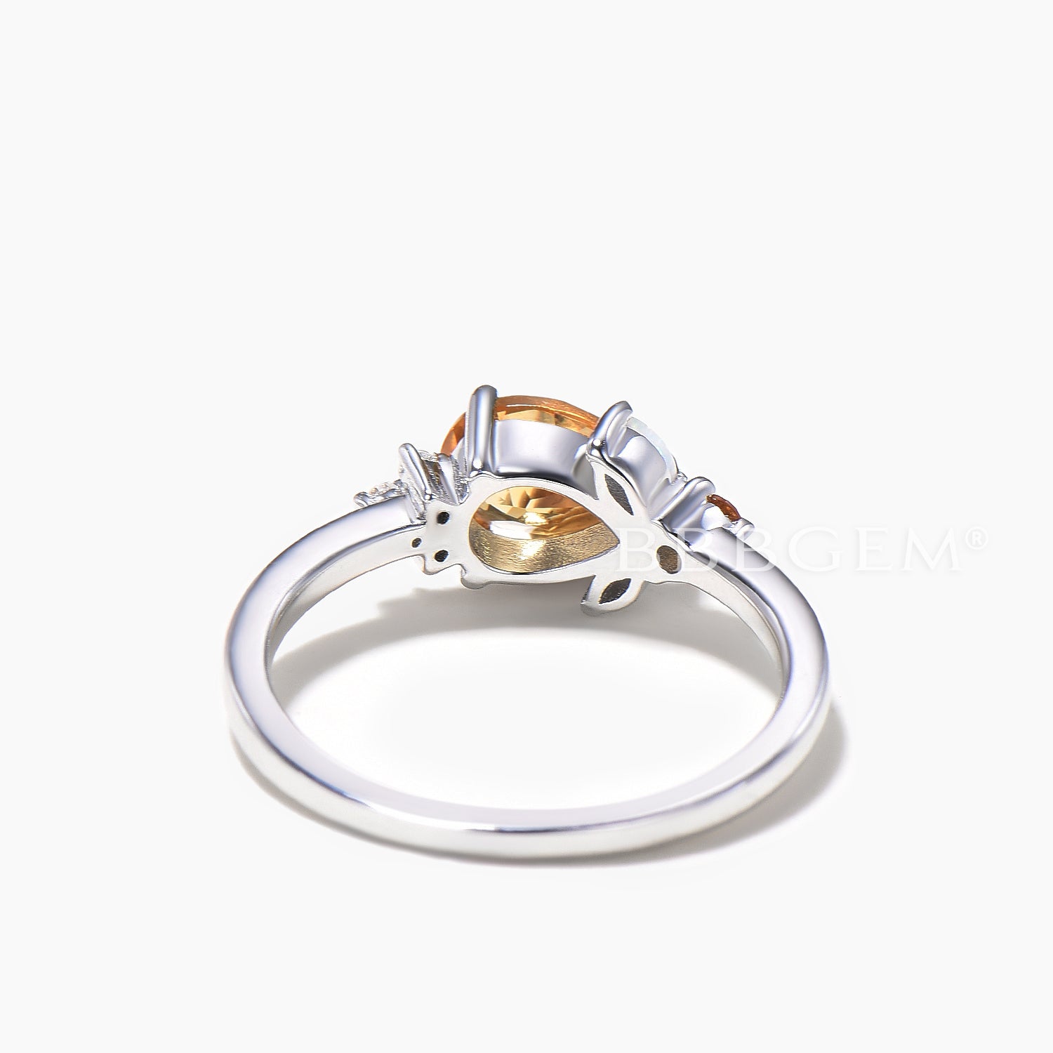 Natural Citrine & Opal Teardrop Cut Engagement Ring with Diamond Cluster - Elegant Wedding, Anniversary & Promise Jewelry Gift for Her