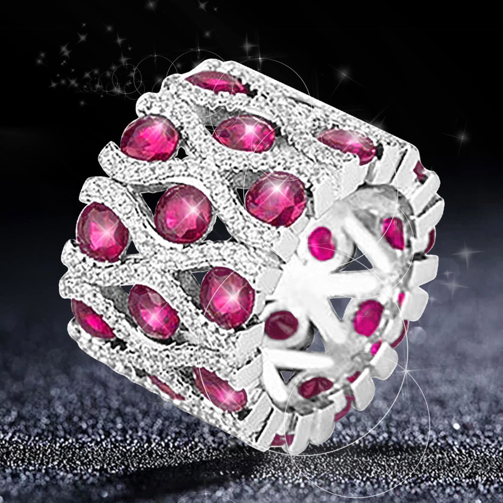 Women's Spinner Band Ring - 925 Sterling Silver Wide Eternity Wedding Band with Cubic Zirconia Stones | Elegant Stackable Jewelry Gift for Anniversary, Engagement & Everyday Wear