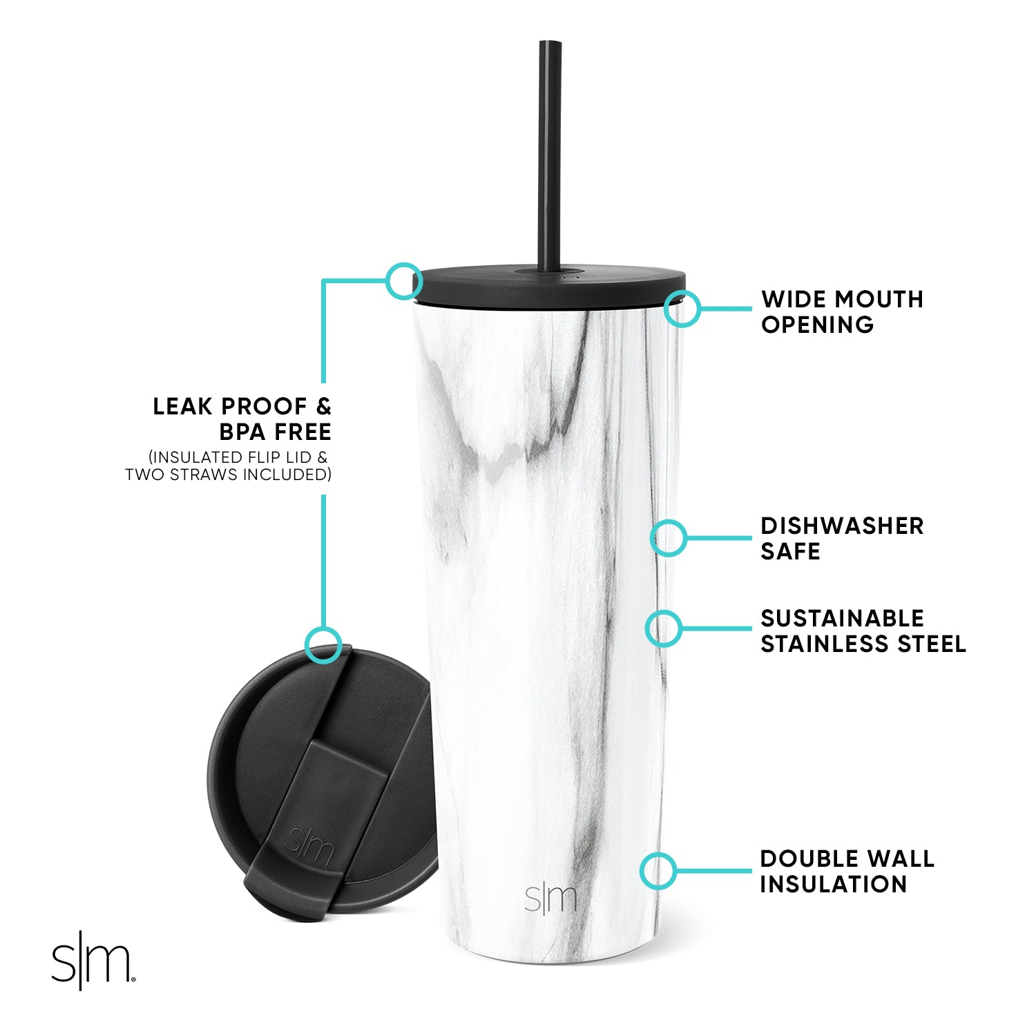 Premium 47oz Classic Tumbler with Lid and Straw - Insulated Stainless Steel Vacuum Cup for Hot & Cold Drinks - Perfect for Coffee, Tea, Water, Smoothies - Ideal for Office, Travel, Gym, and Outdoor Activities