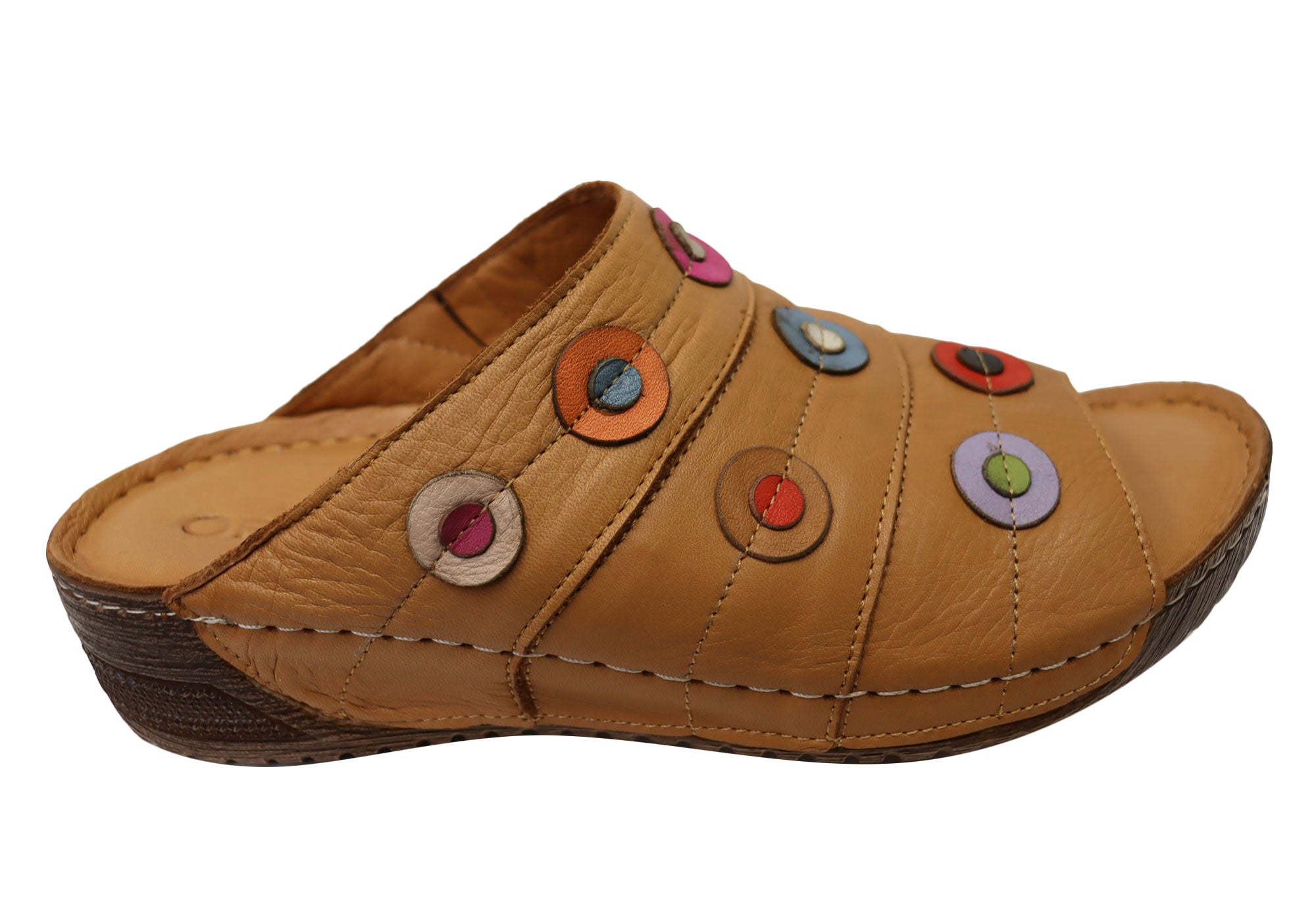Orizonte Passion Women's Comfortable Leather Slides Sandals - European Style for Casual Wear, Beach, and Home Relaxation