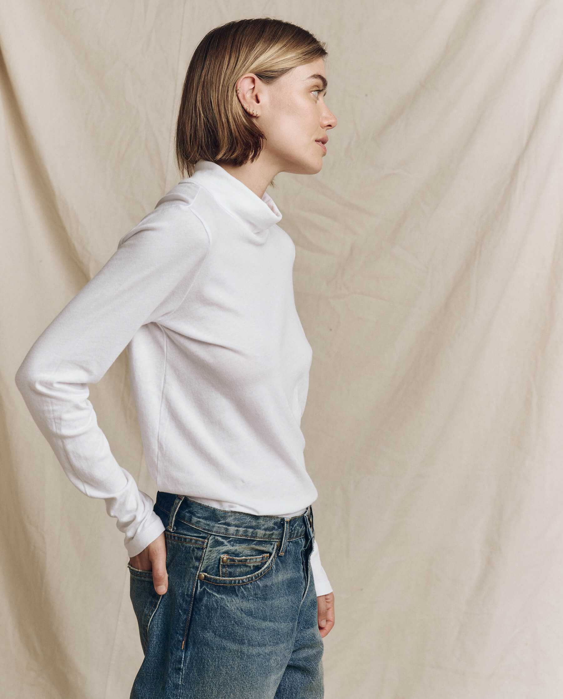 Premium Women's Slim Fit Turtleneck Sweater - True White | Soft Winter Knit Pullover for Office, Casual & Date Night Outfits