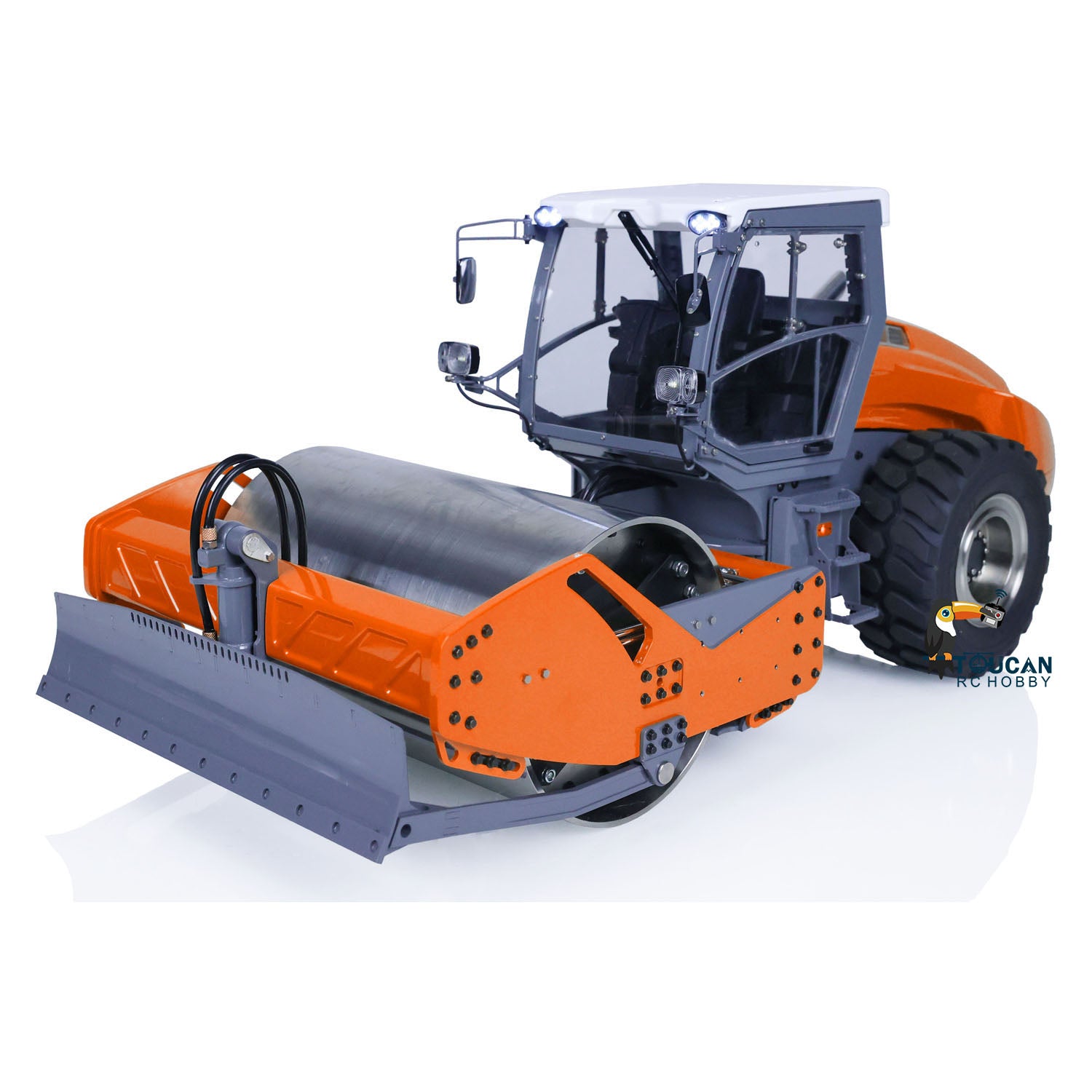 1/14 Scale LESU Aoue H13i RC Hydraulic Road Roller - Orange Electric Construction Vehicle with Metal Body, Sound & Light System (PL18EVLite) - Perfect for Construction Site Play, RC Hobbyists & Model Collectors