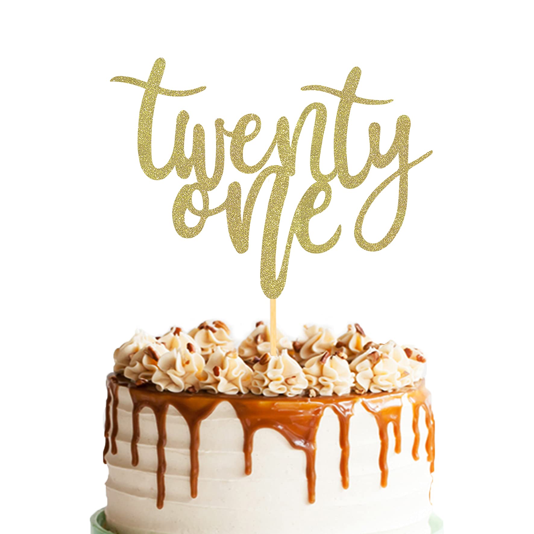 21st Birthday Cake Topper - Gold Glitter 21 Cake Decorations for Happy Birthday & Anniversary Parties (8.5 Inch) - Perfect for Milestone Celebrations, Wedding Anniversaries & Special Occasions