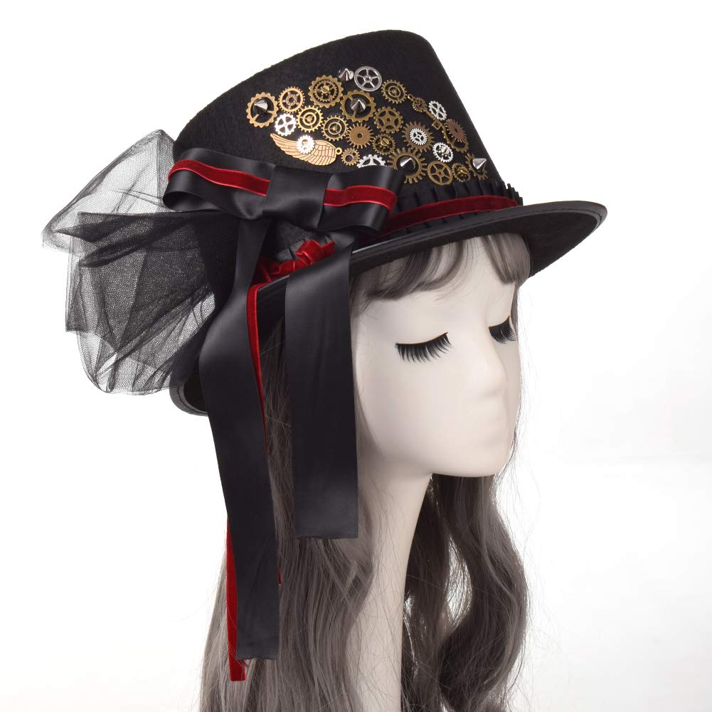 COSDREAMER Unisex Gothic Steampunk Top Hat with Goggles - Victorian Style Costume Accessory for Halloween, Cosplay, LARP, and Themed Parties
