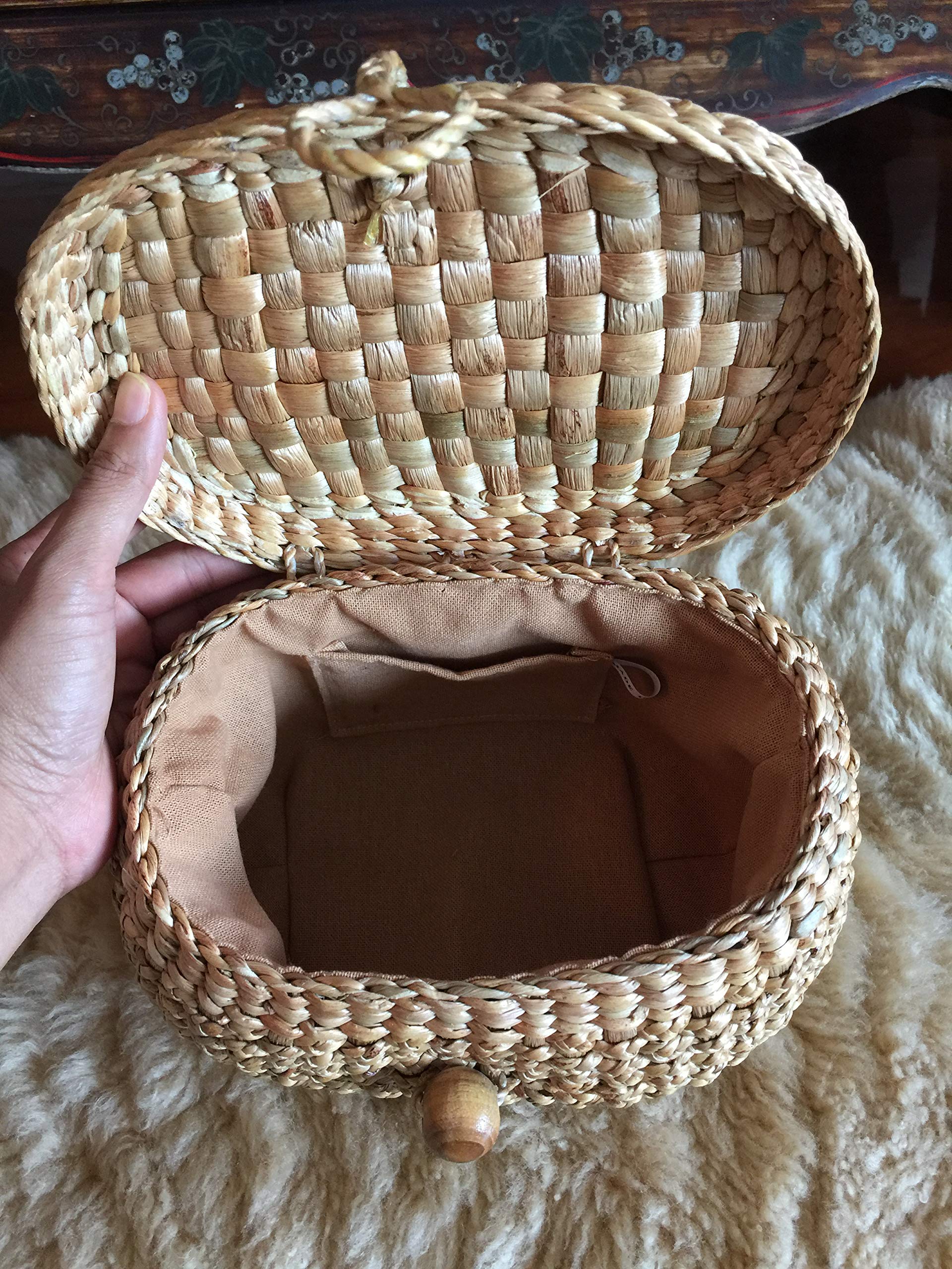 Handwoven Straw Purse for Women - Natural Eco-Friendly Mini Tote & Bucket Bag - Beach Bag, Summer Fashion Accessory, Picnic & Shopping Companion