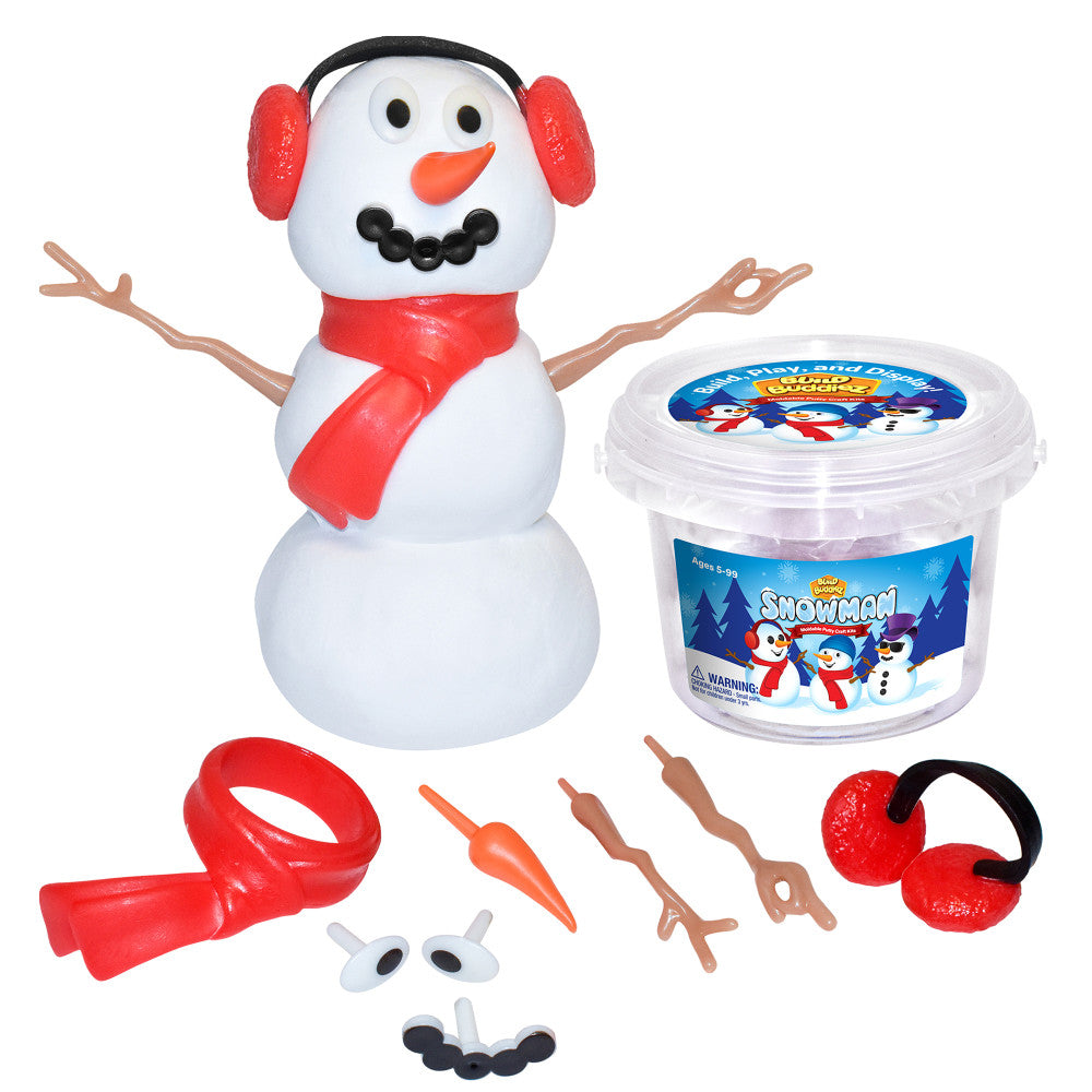 Build Buddiez Snowman Foam Craft Kit 3 Pack - DIY Winter Craft for Kids Ages 5+, Fun Holiday Activity for Classroom & Home Decor, Creative Christmas Gift for Boys & Girls