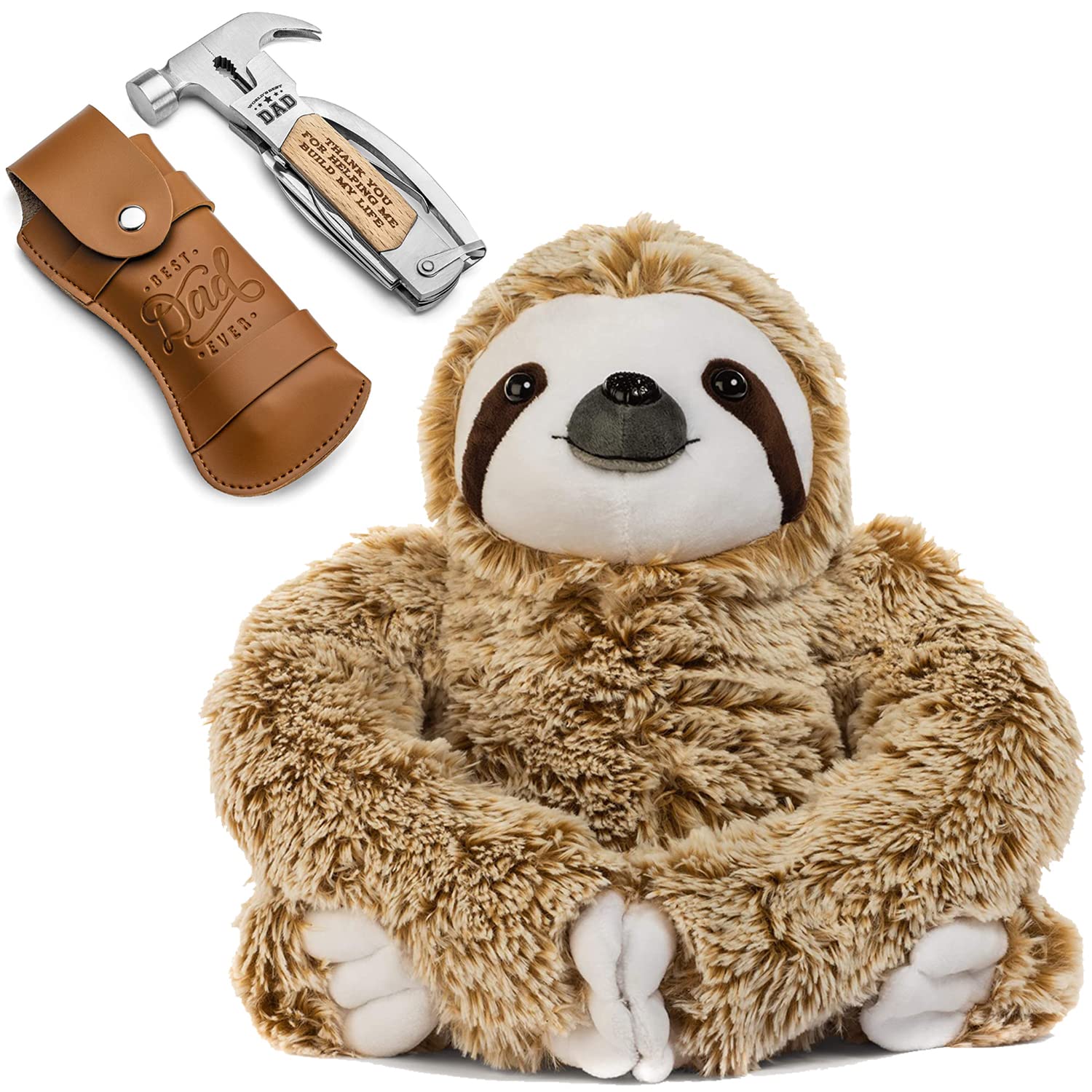 Multifunctional Camping Hammer for Men - Perfect Father's Day & Birthday Gift for Dad | Realistic Three-Toed Sloth Plush Toy - Soft, Cuddly & Huggable Stuffed Animal | Great for Outdoor Adventures & Kids' Bedtime Companions