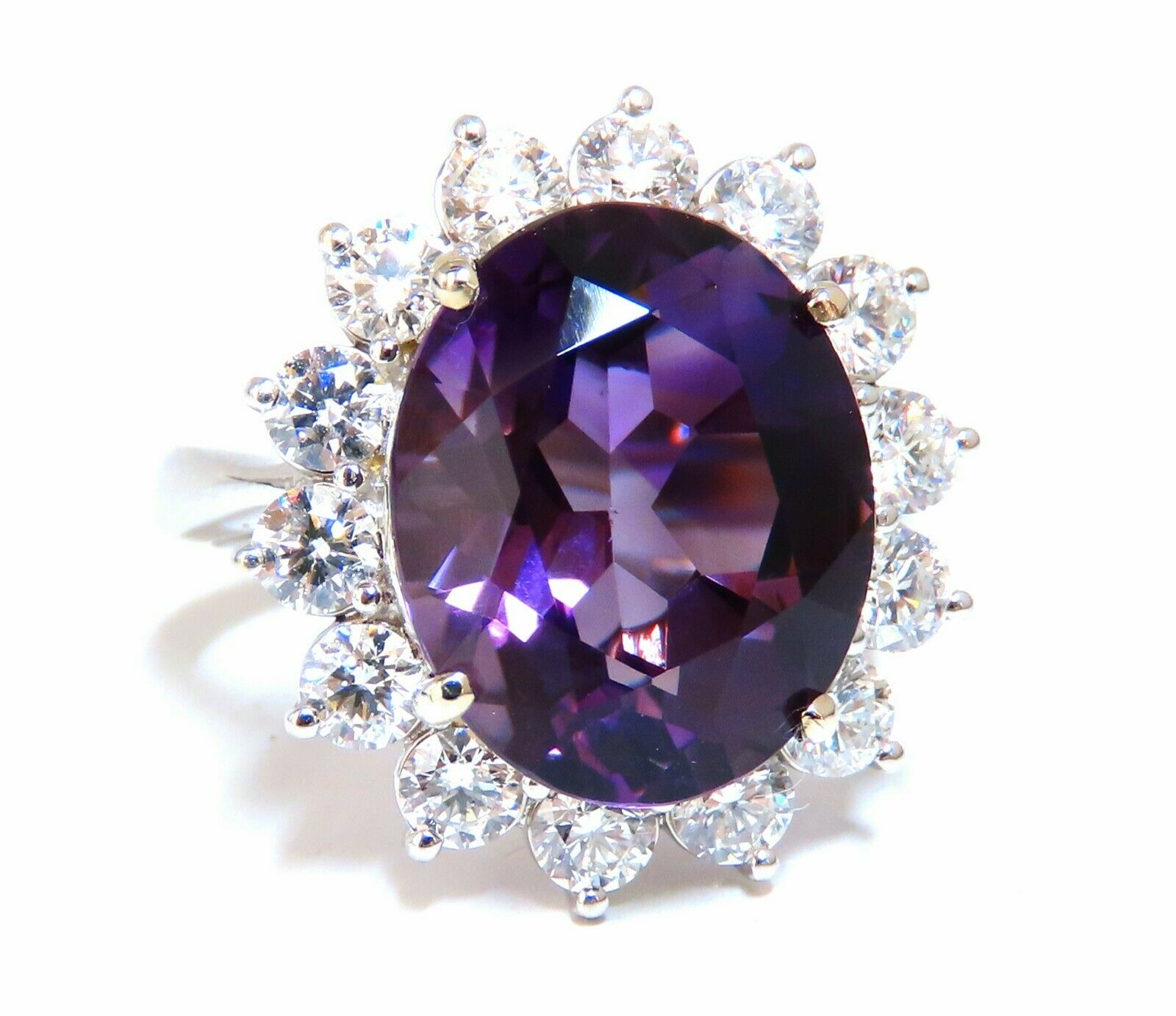 10ct Natural Vivid Purple Amethyst Diamond Halo Cluster Cocktail Ring - 14K Gold Elegant Statement Jewelry for Weddings, Parties & Special Occasions
