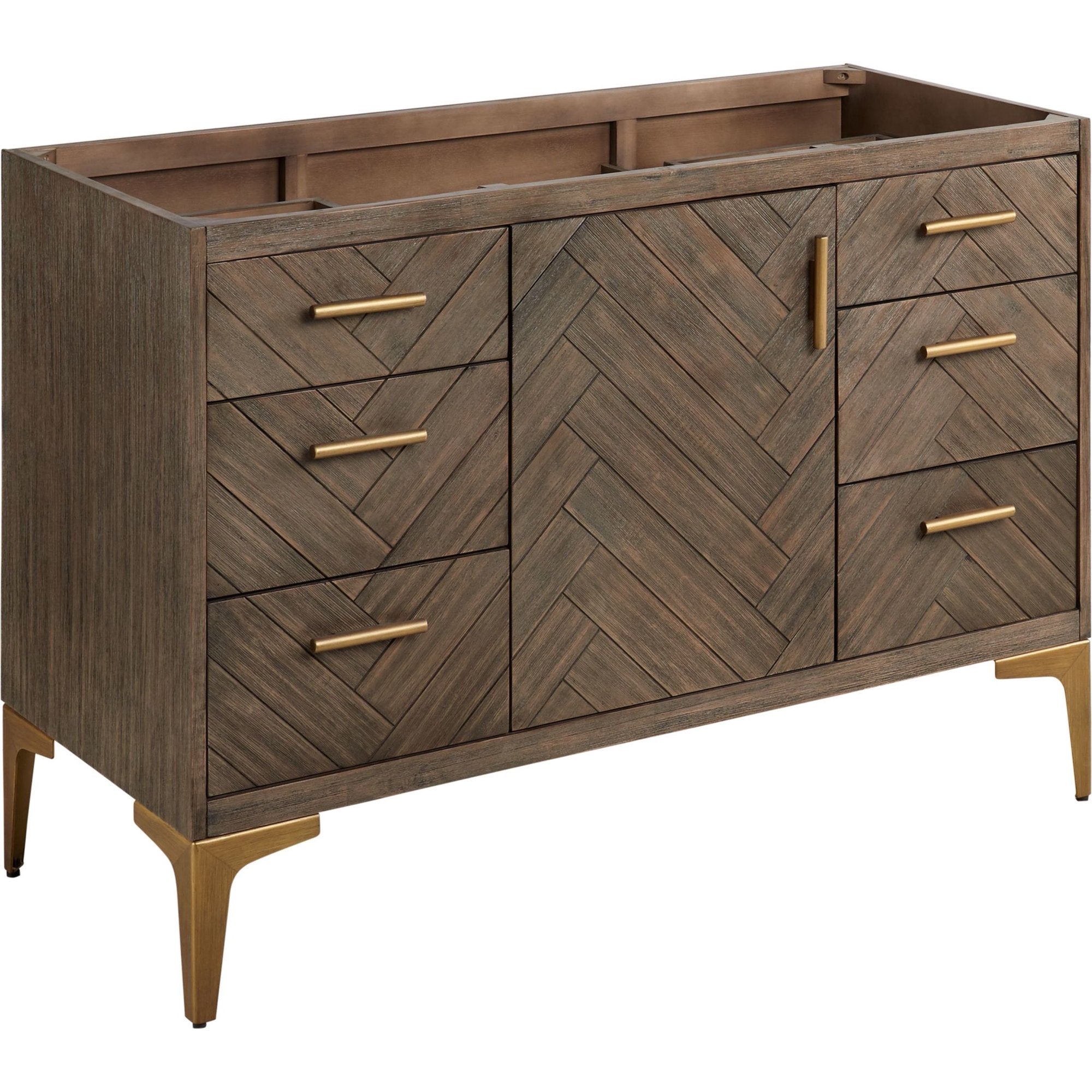 Frey 48-Inch Grey Wash Wood Vanity Base - Solid Wood Bathroom Vanity with Storage for Modern Home Decor
