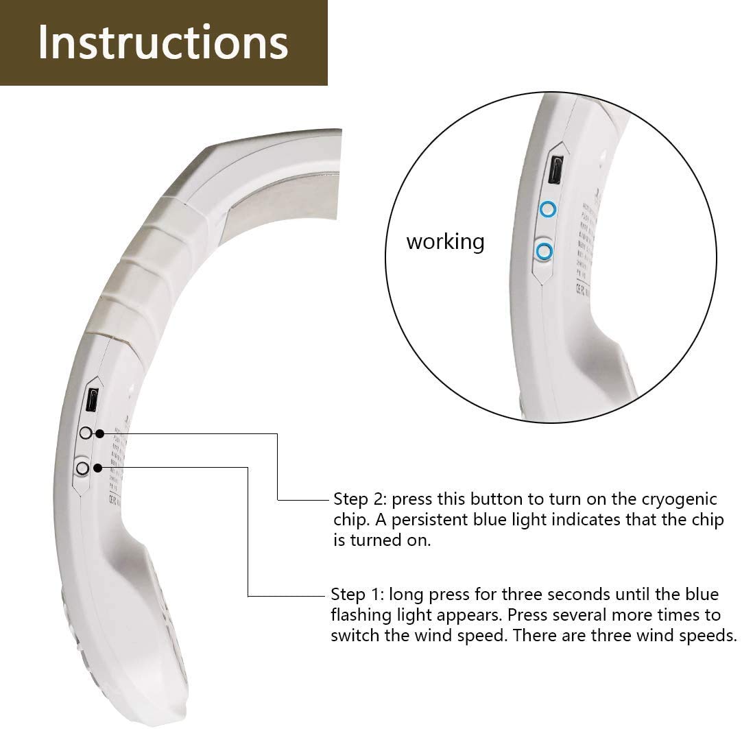 Portable USB Mini Air Cooler - Wearable Neck Fan with 3600mAh Battery, Hands-Free Personal Cooling Fan for Office, Travel & Outdoor Activities